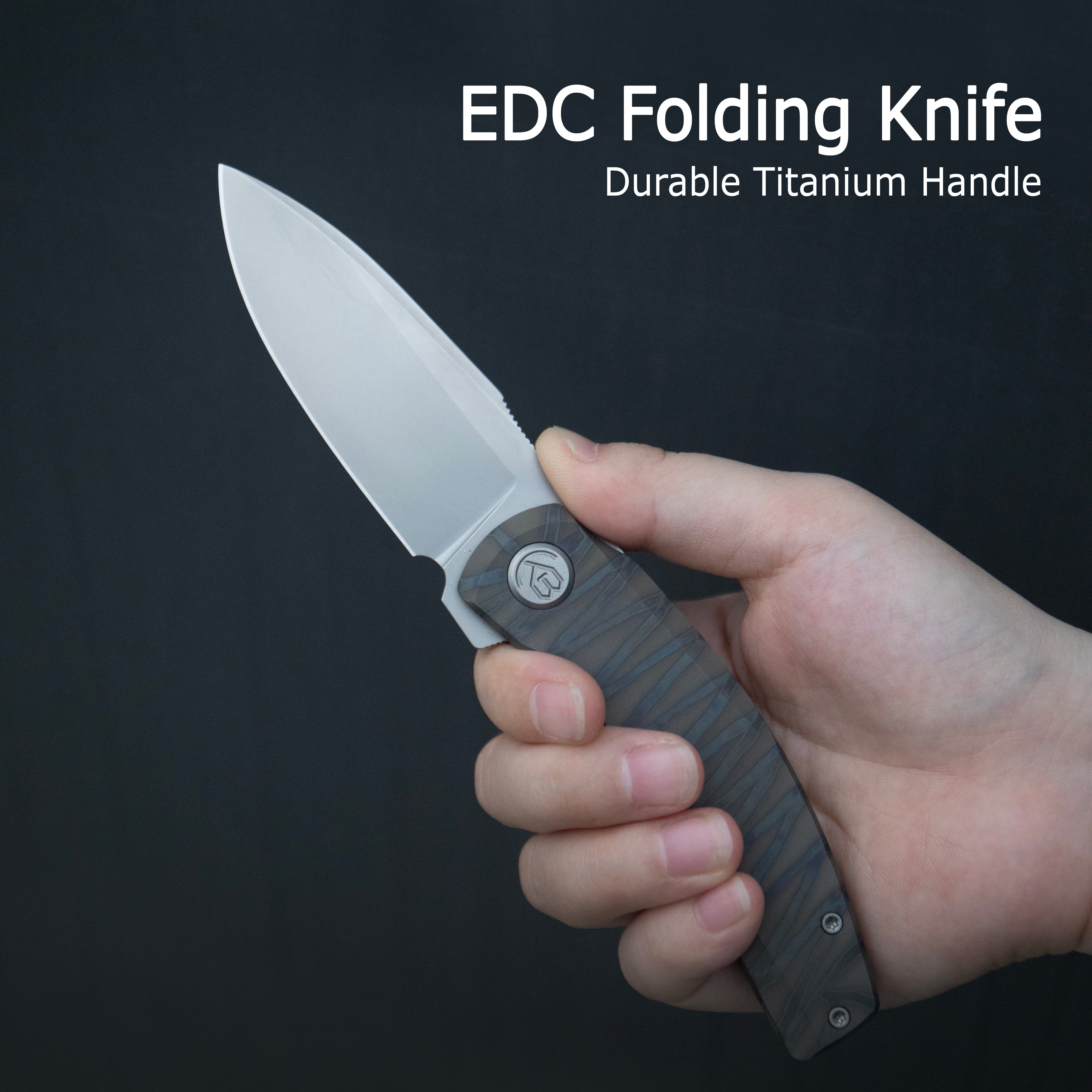 KB Taurus Frame Lock Pocket Folding Knife Regular DLC Titanium Handle 3.27'' Regular DLC M390 Blade KB418C