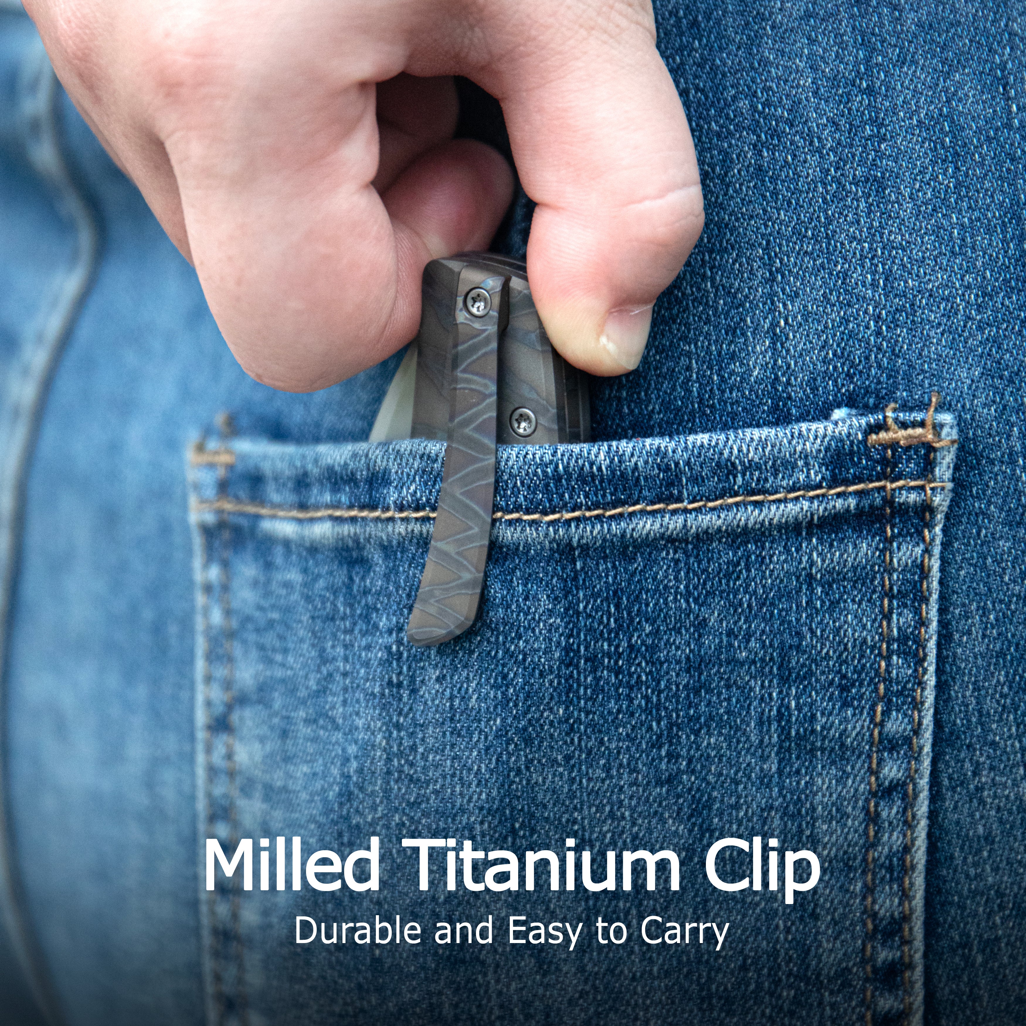 KB Taurus Frame Lock Pocket Folding Knife Regular DLC Titanium Handle 3.27'' Regular DLC M390 Blade KB418C