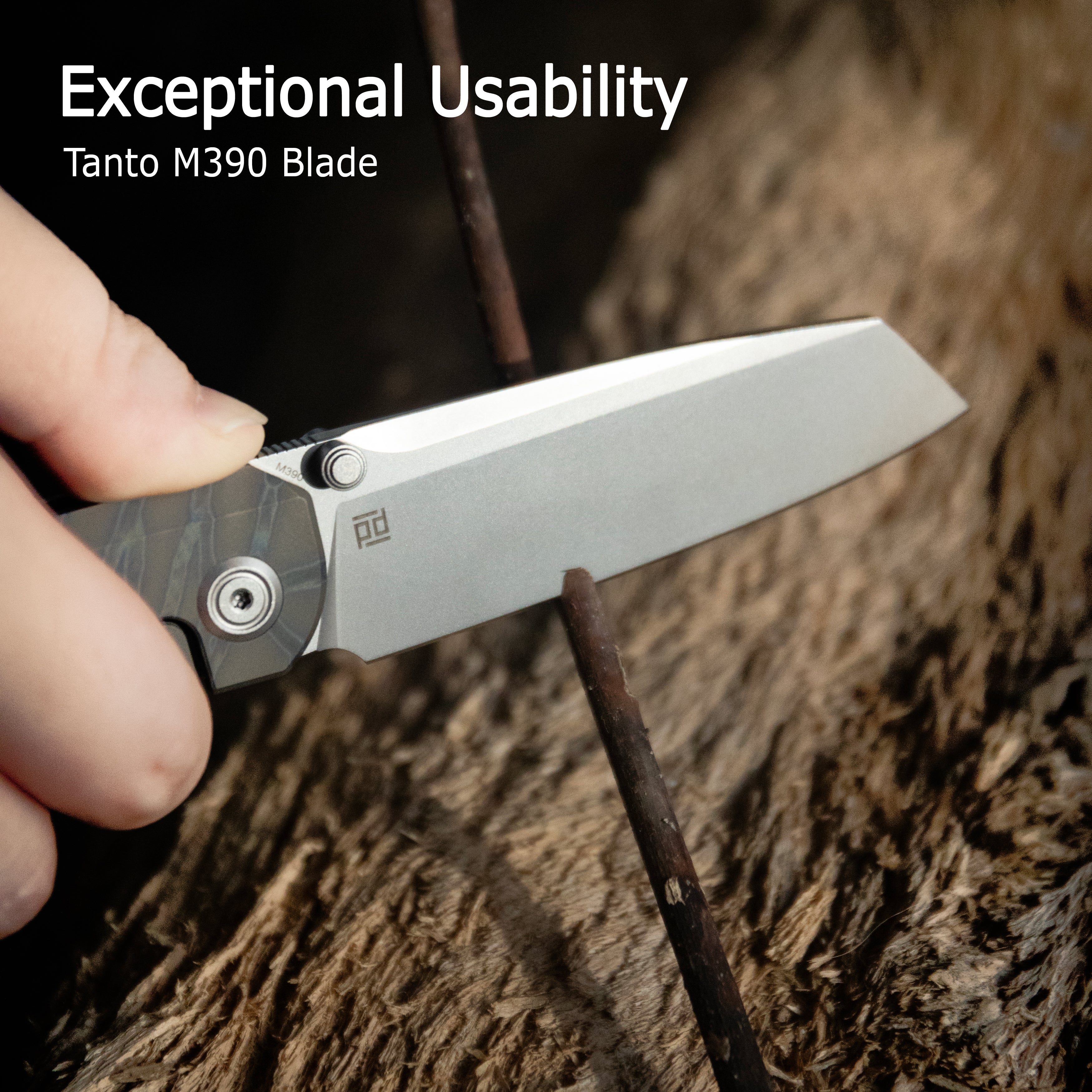 KB Protocol Folding Knife Regular DLC Titanium Handle 3.35'' Regular DLC M390 Blade KB419C