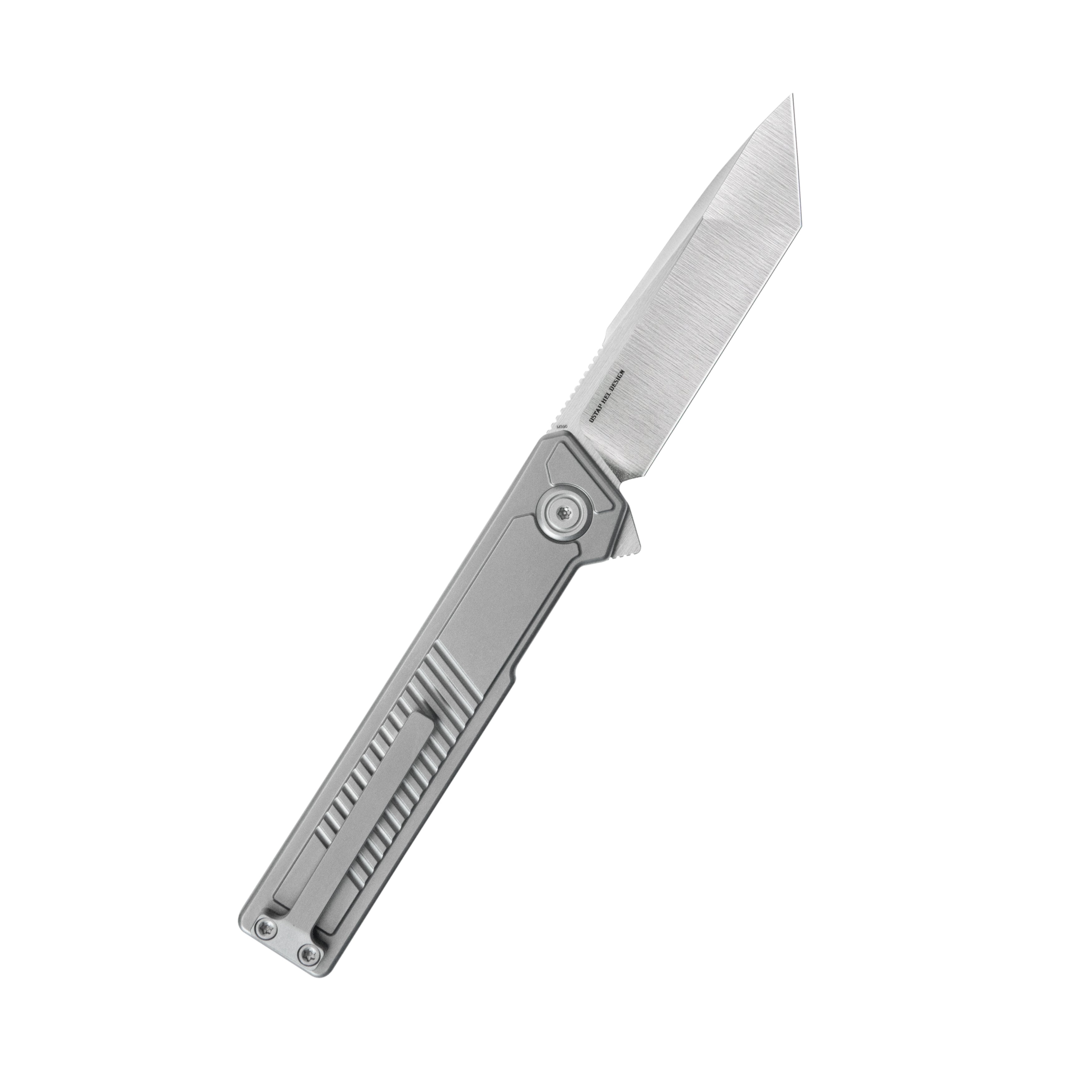 KB Yondu Double Detent Knife Gray Ti Micro Milling 2.87'' Tanto Satin M390 Blade KB420A