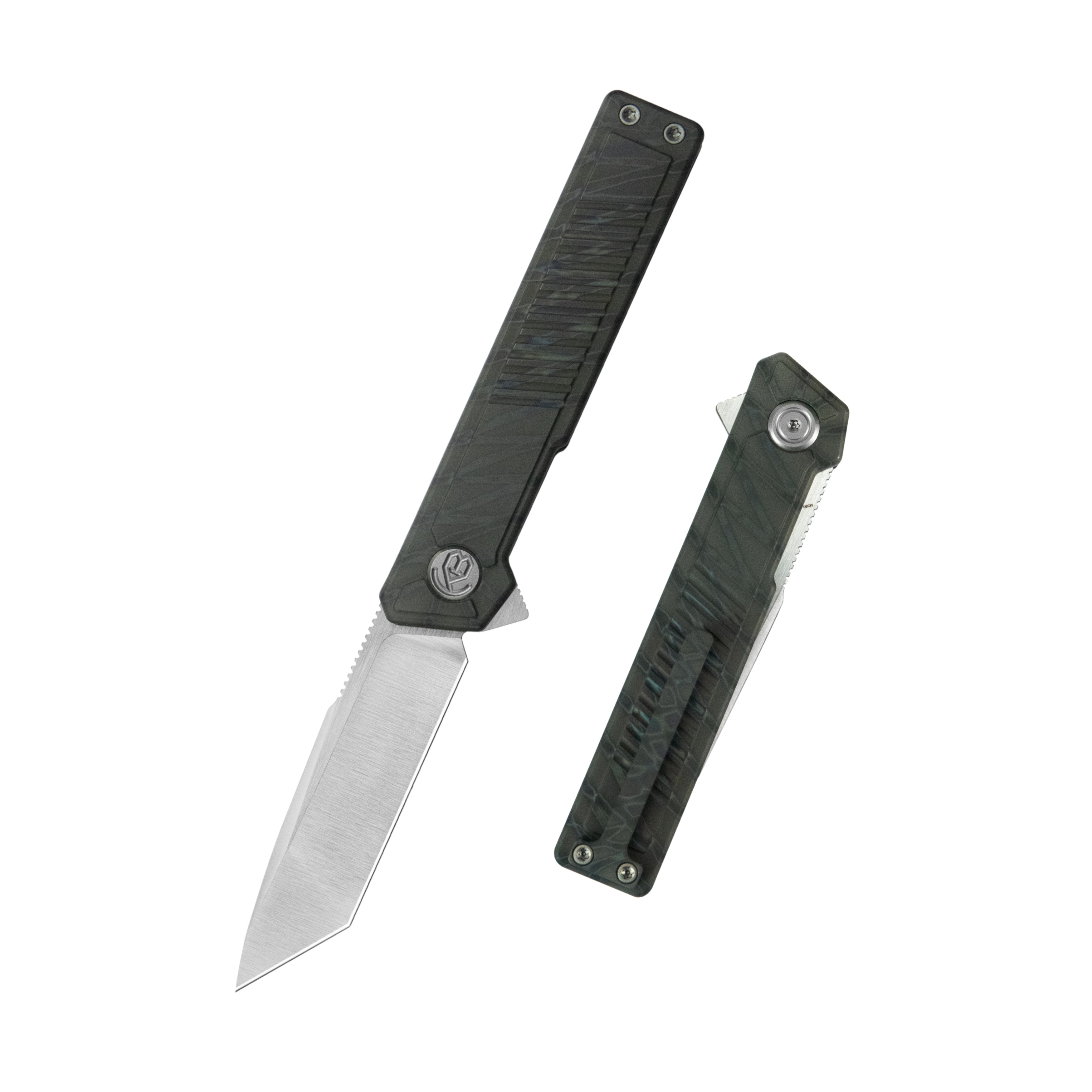 KB Yondu Double Detent Knife Flamed Ti Micro Milling 2.87'' Tanto Satin M390 Blade KB420B