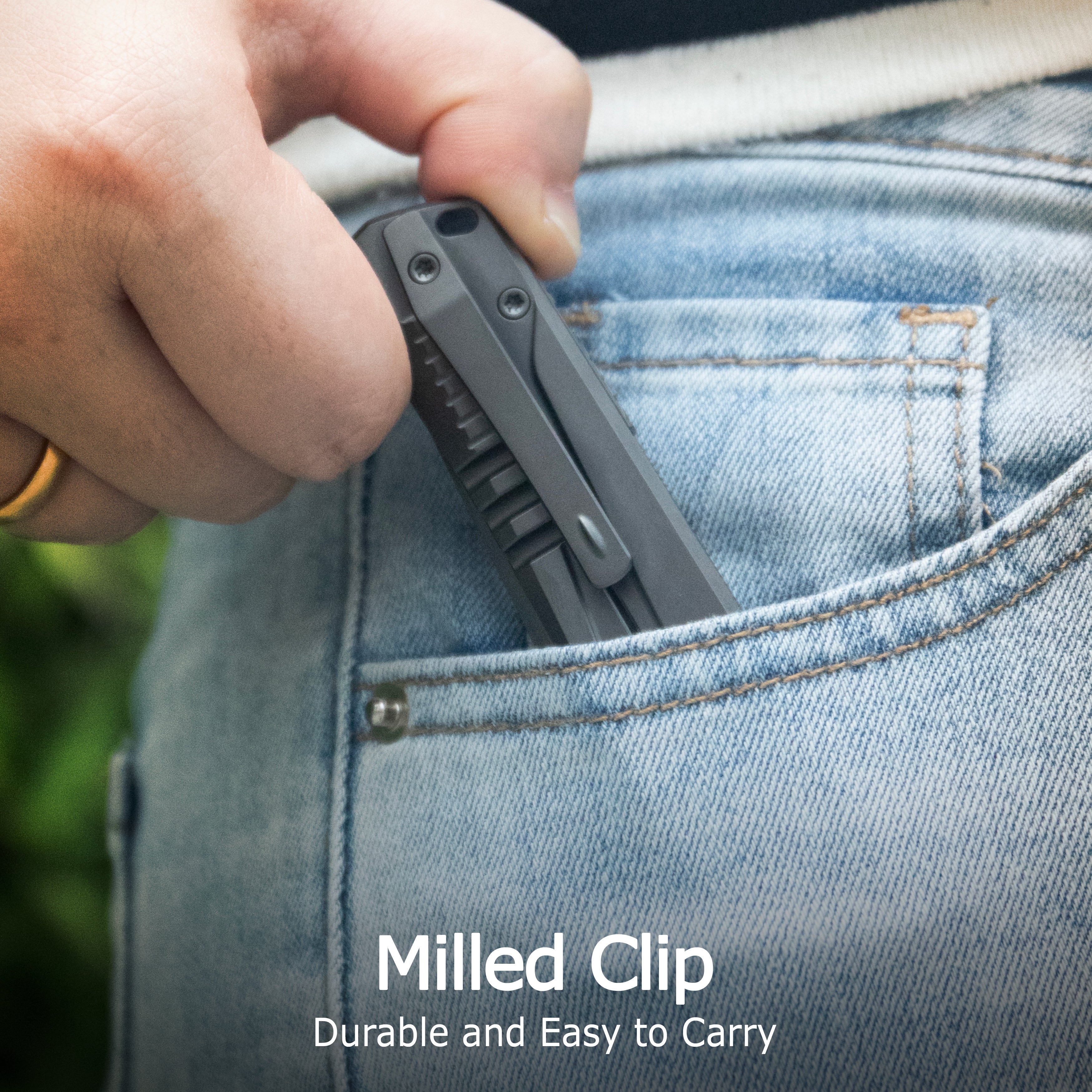 KB Pyramid Folding Knife Flame Titanium Handle 3.54'' Beadblast M390 Blade KB429B