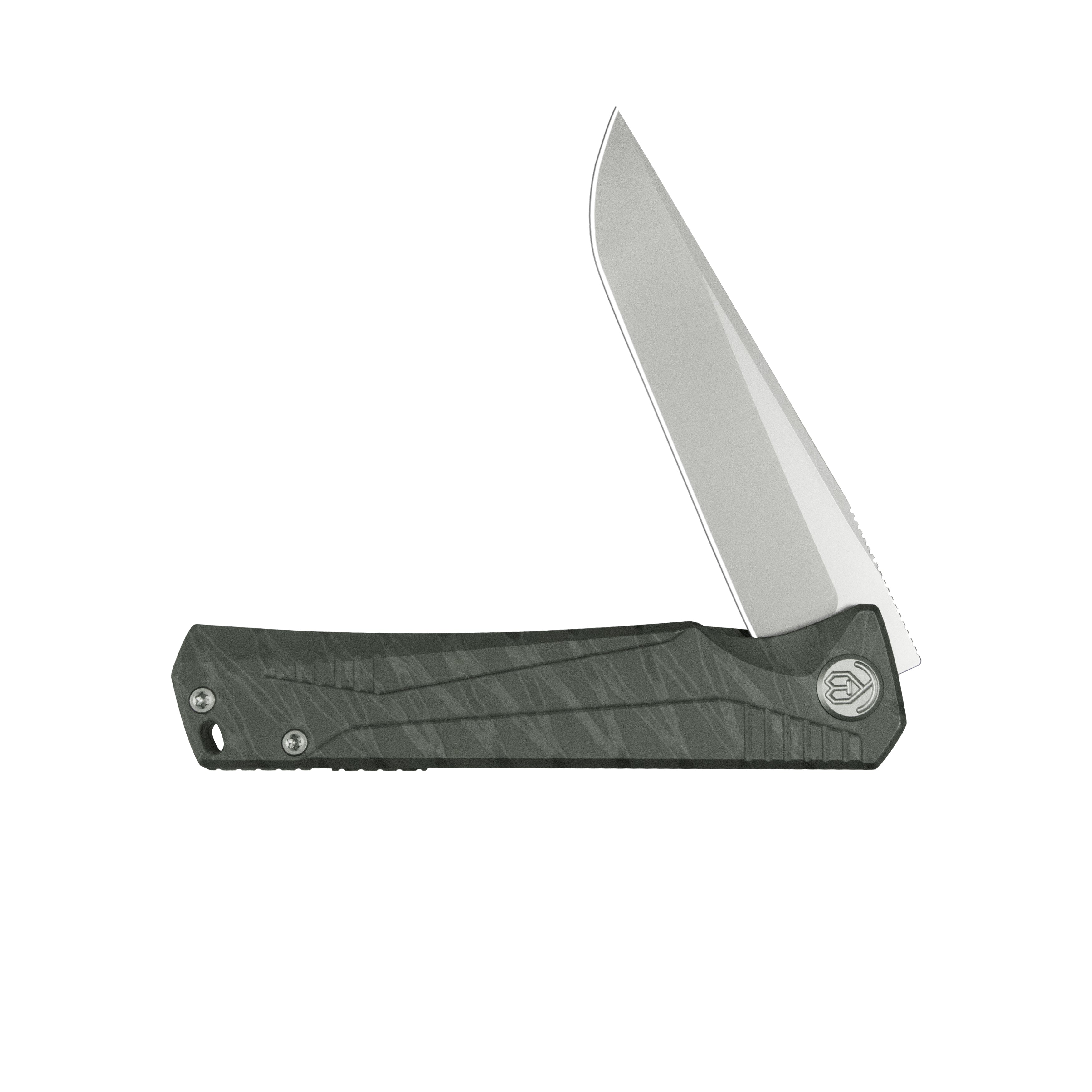 KB Pyramid Folding Knife Flame Titanium Handle 3.54'' Beadblast M390 Blade KB429B