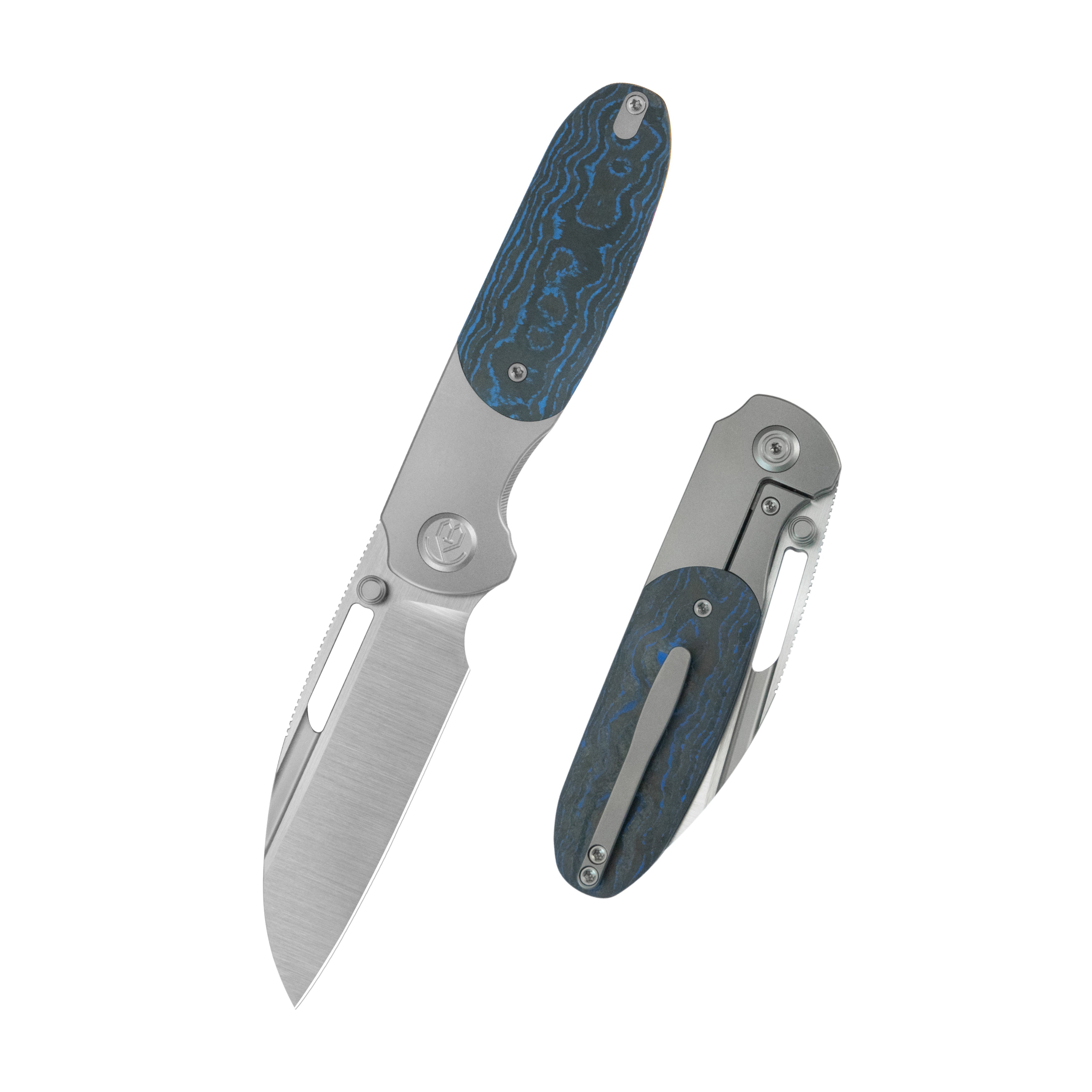 KB Icicle Pocket Folding Knife Frame Lock Sandblast Titanium with Elec