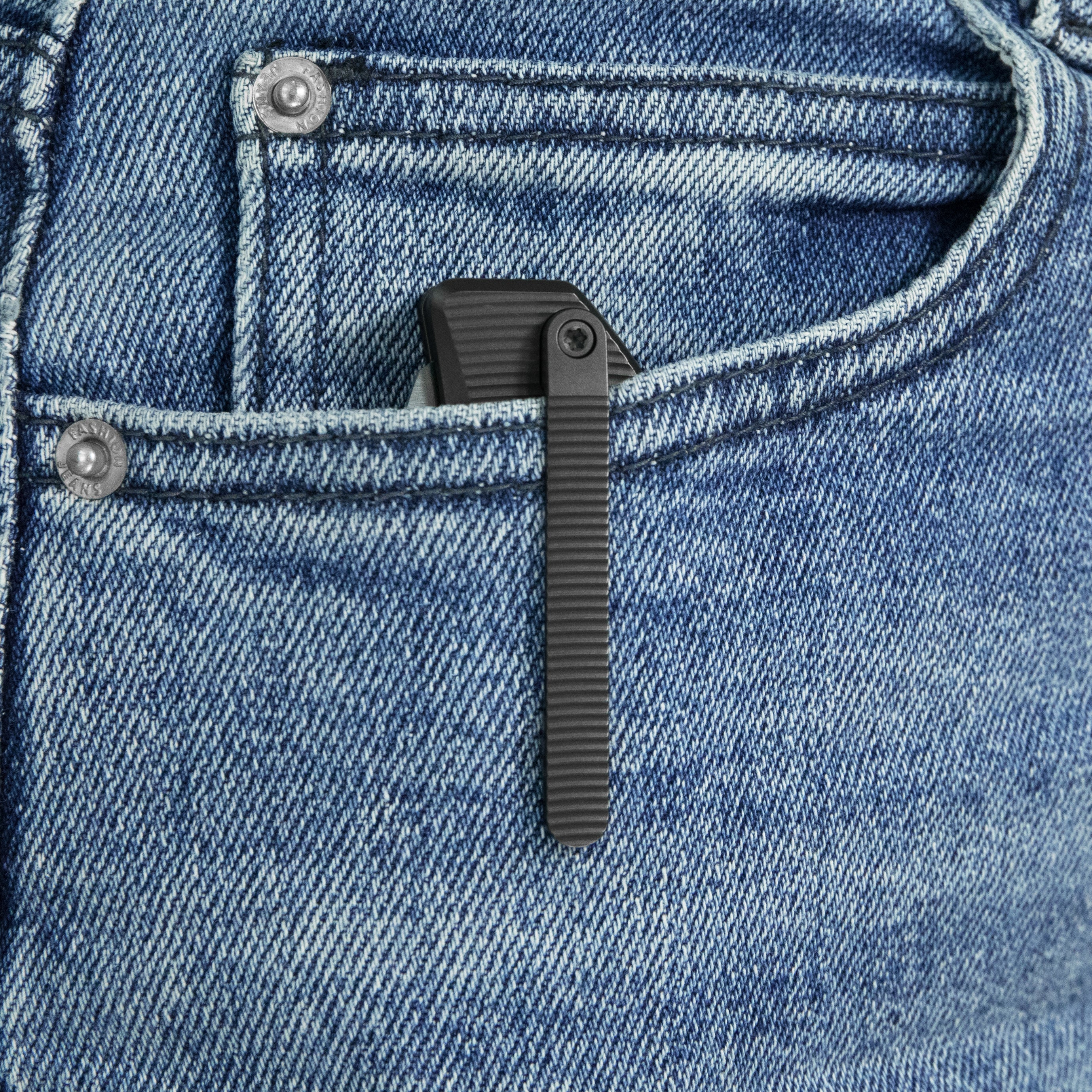 KB Venom Top Liner Lock Pocket Folding Knife DLC Titanium w/ Radial Milling 3.46" Belt Satin CPM S90V Blade KB435C