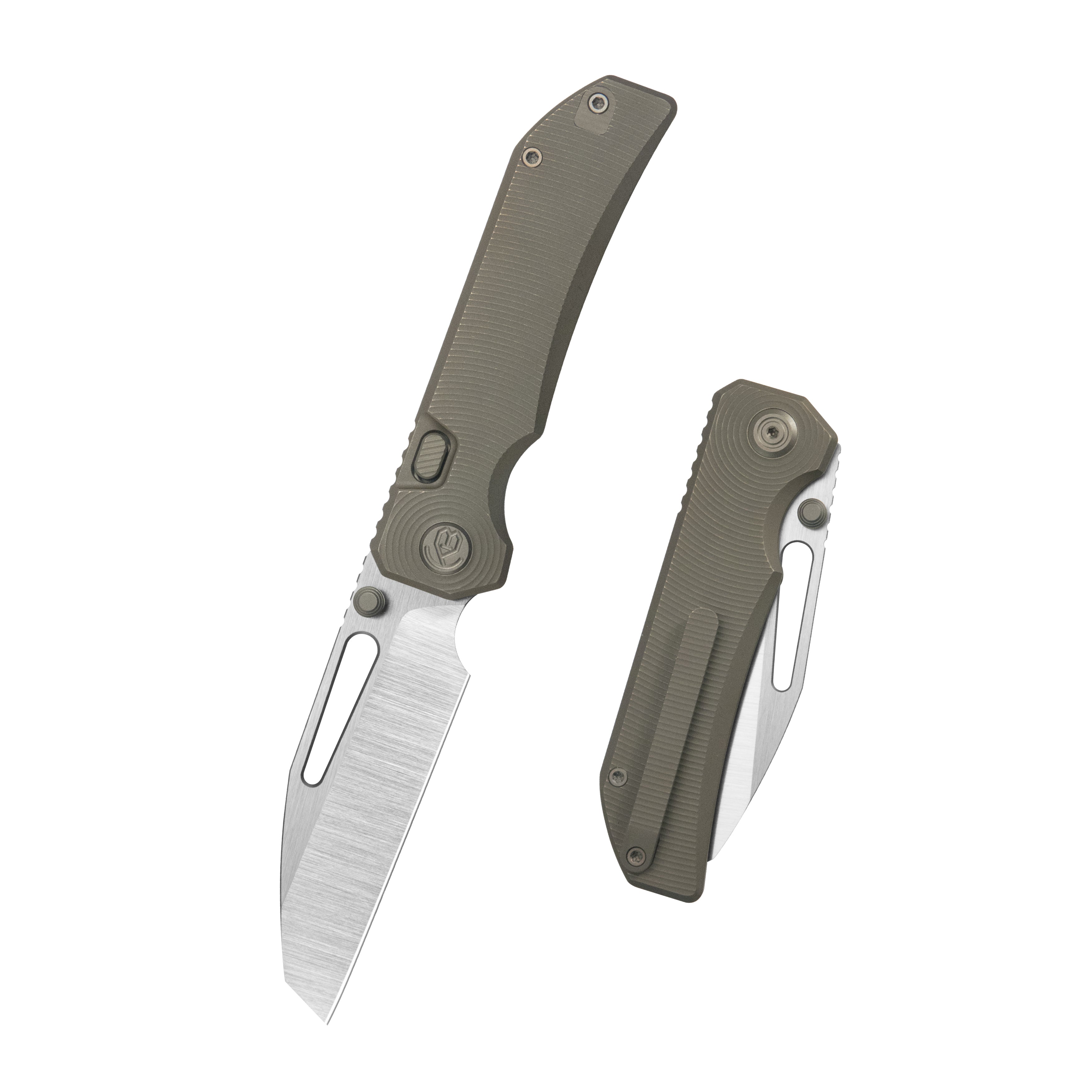KB Venom Top Liner Lock Pocket Folding Knife Bronze Titanium 3.46" Belt Satin CPM S90V Blade KB435E