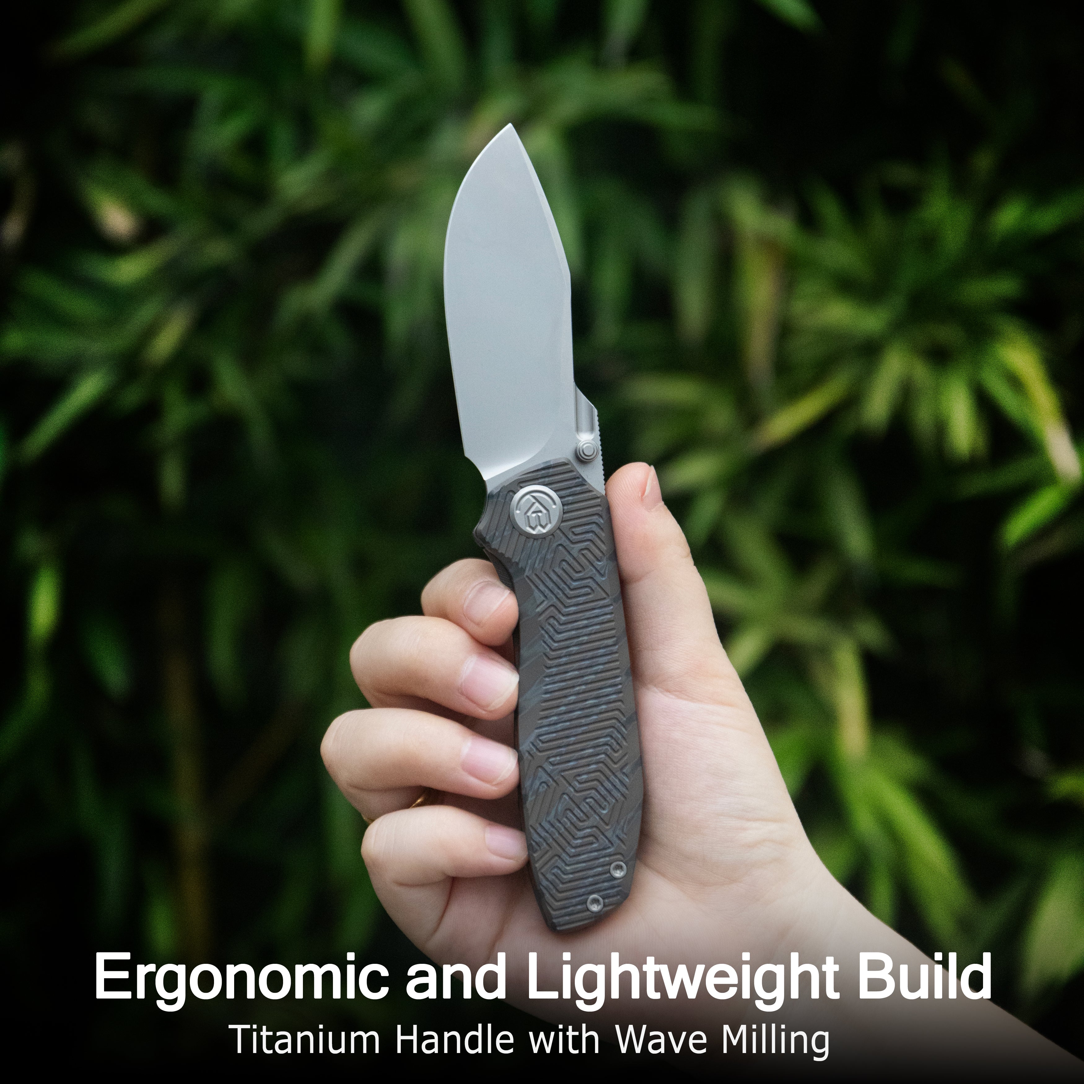 KB Agera Frame Lock Pocket Folding Knife Flame Titanium w/ Maze Pattern Milling Handle 3.03'' Beadblast M390 Blade KB437B