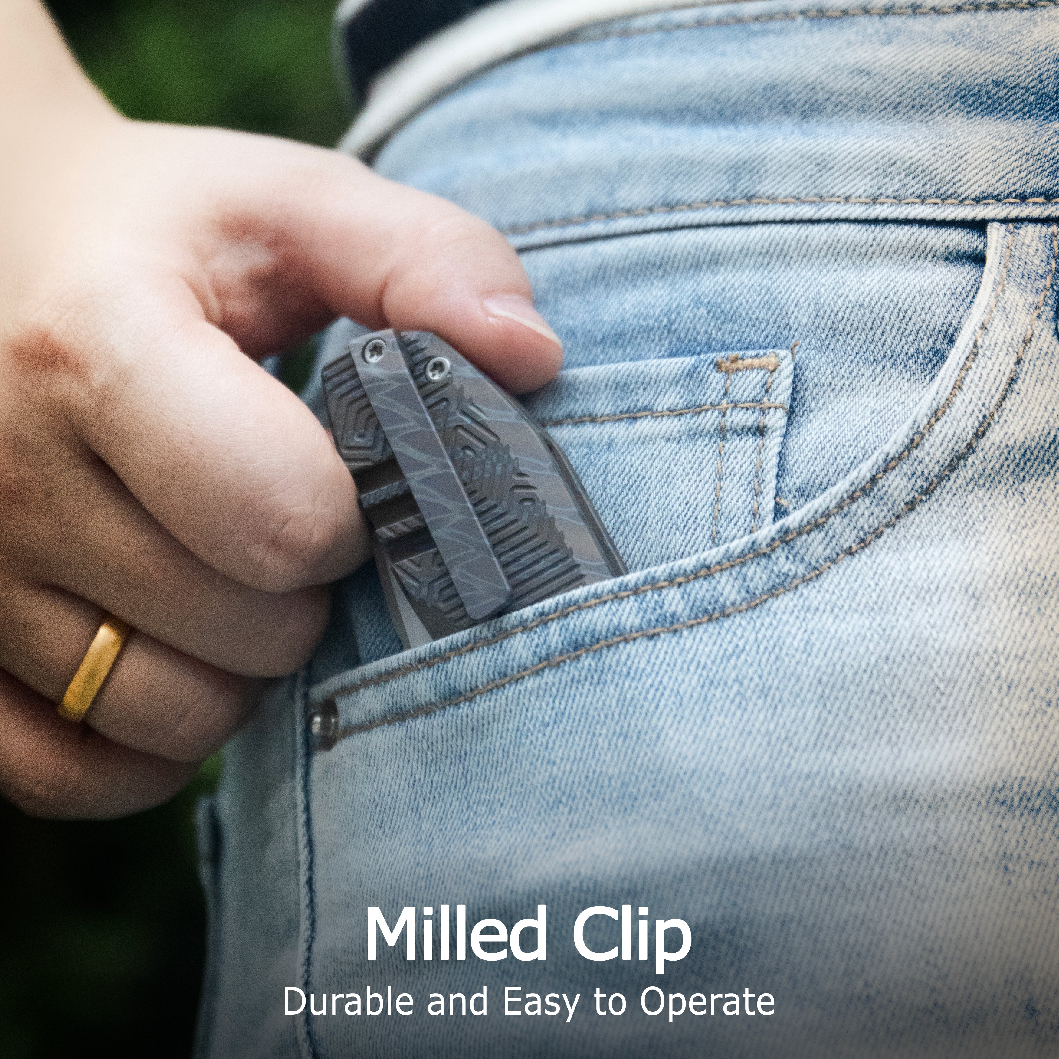 KB Agera Frame Lock Pocket Folding Knife Flame Titanium w/ Maze Pattern Milling Handle 3.03'' Beadblast M390 Blade KB437B