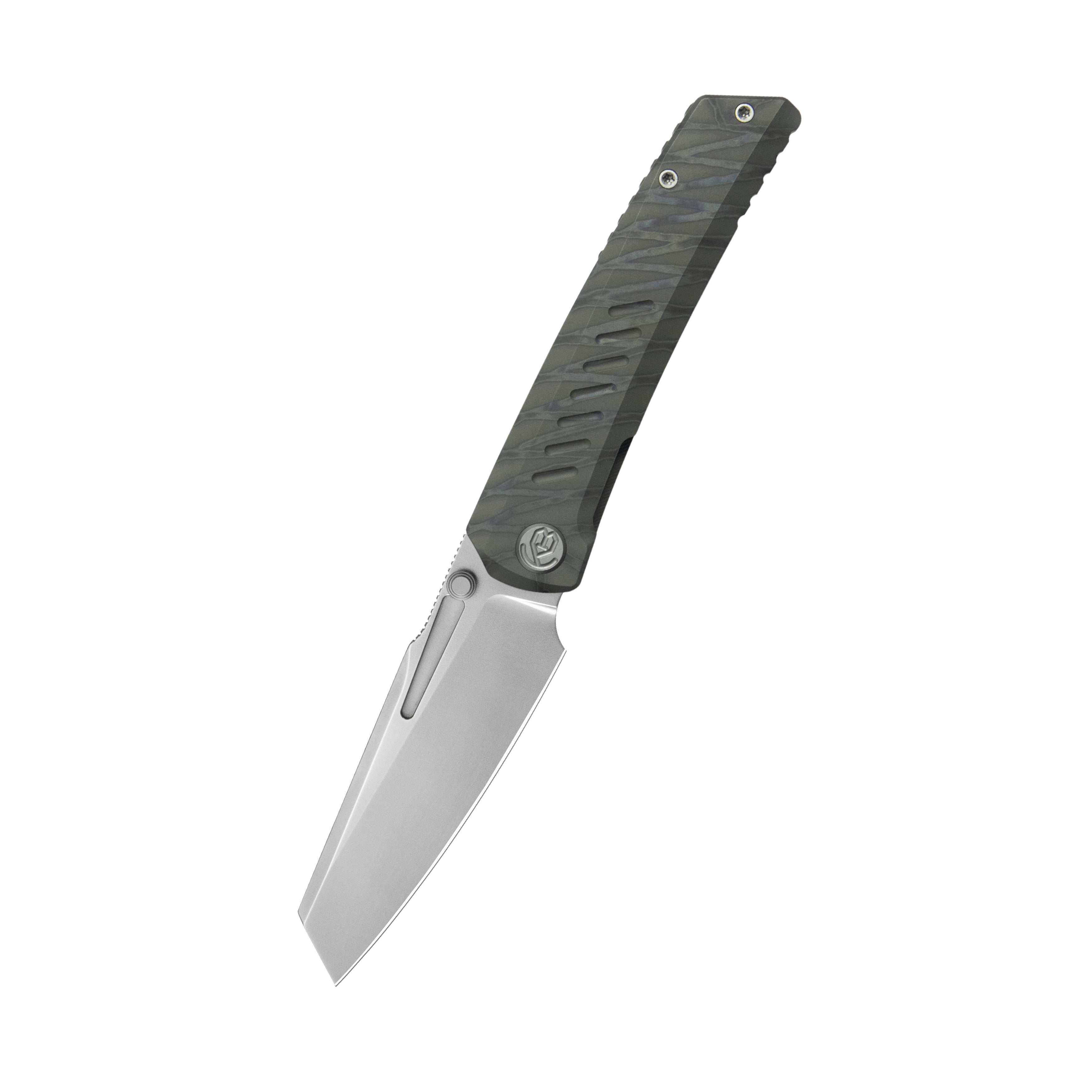 KB Insomnia Frame Locking Folding Knife Flamed Titanium Handle 3.46" Silver Bead Blast M390 Blade KB441B