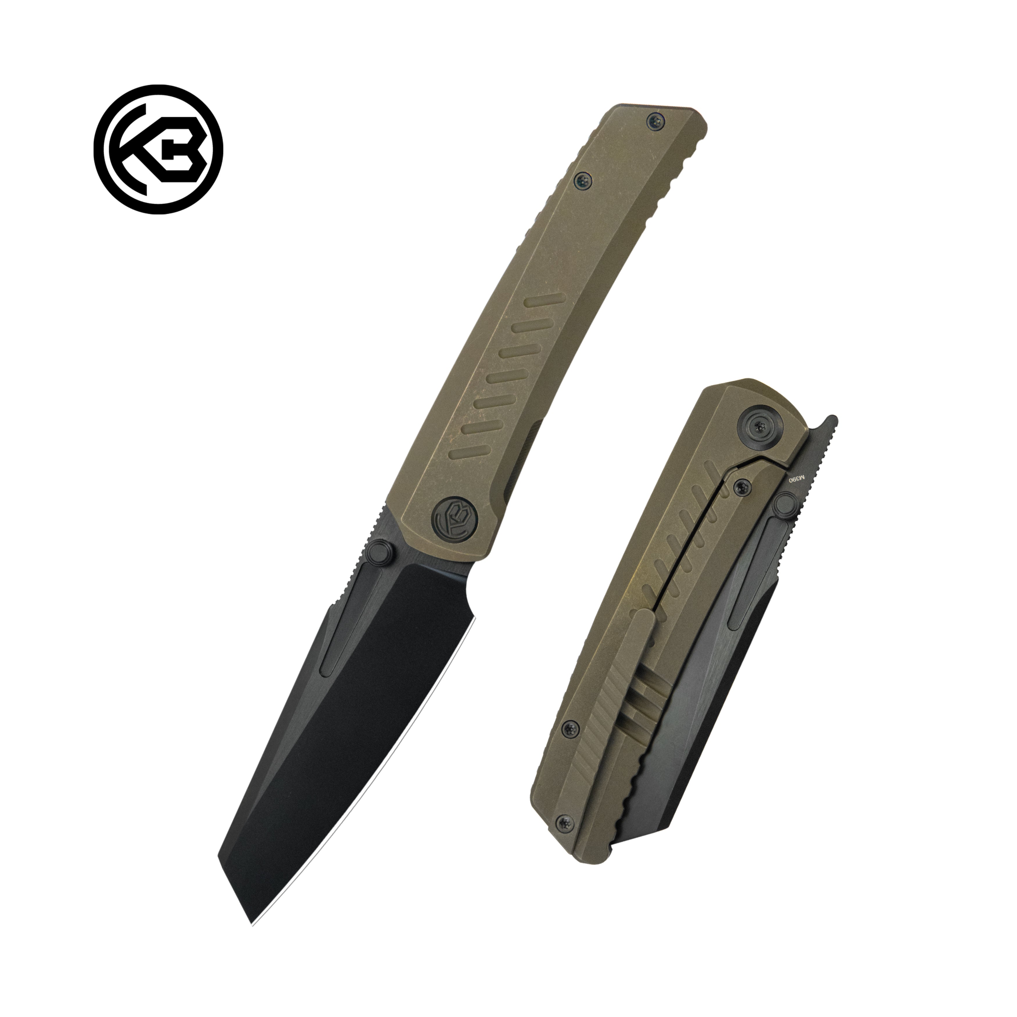 KB Insomnia Frame Locking Folding Knife Bronze Titanium Handle 3.46" DLC Satin M390 Blade KB441C