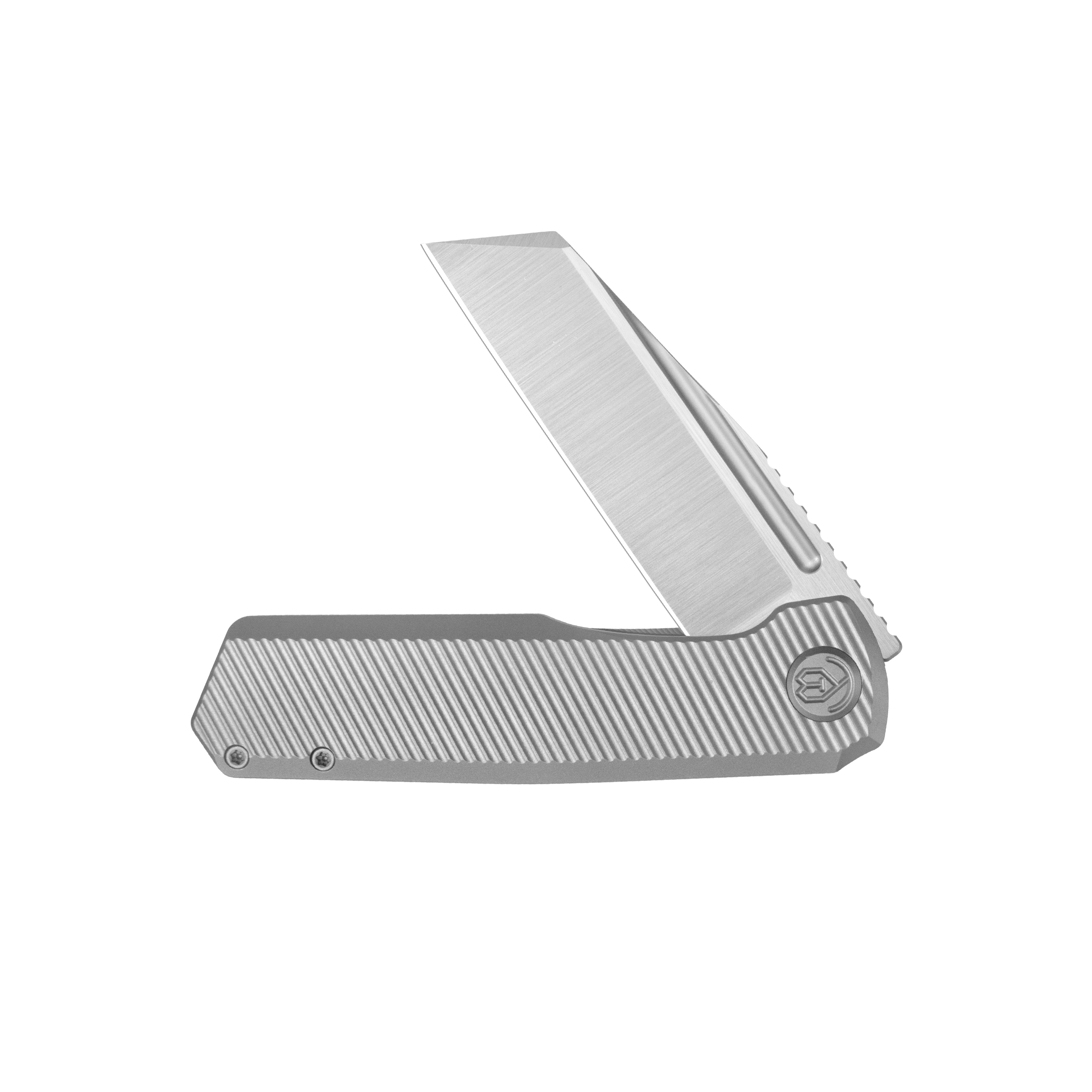 KB Nexus Folding Knife Grey Titanium Handle 3.66'' Belt Satin M390 Blade KB442A
