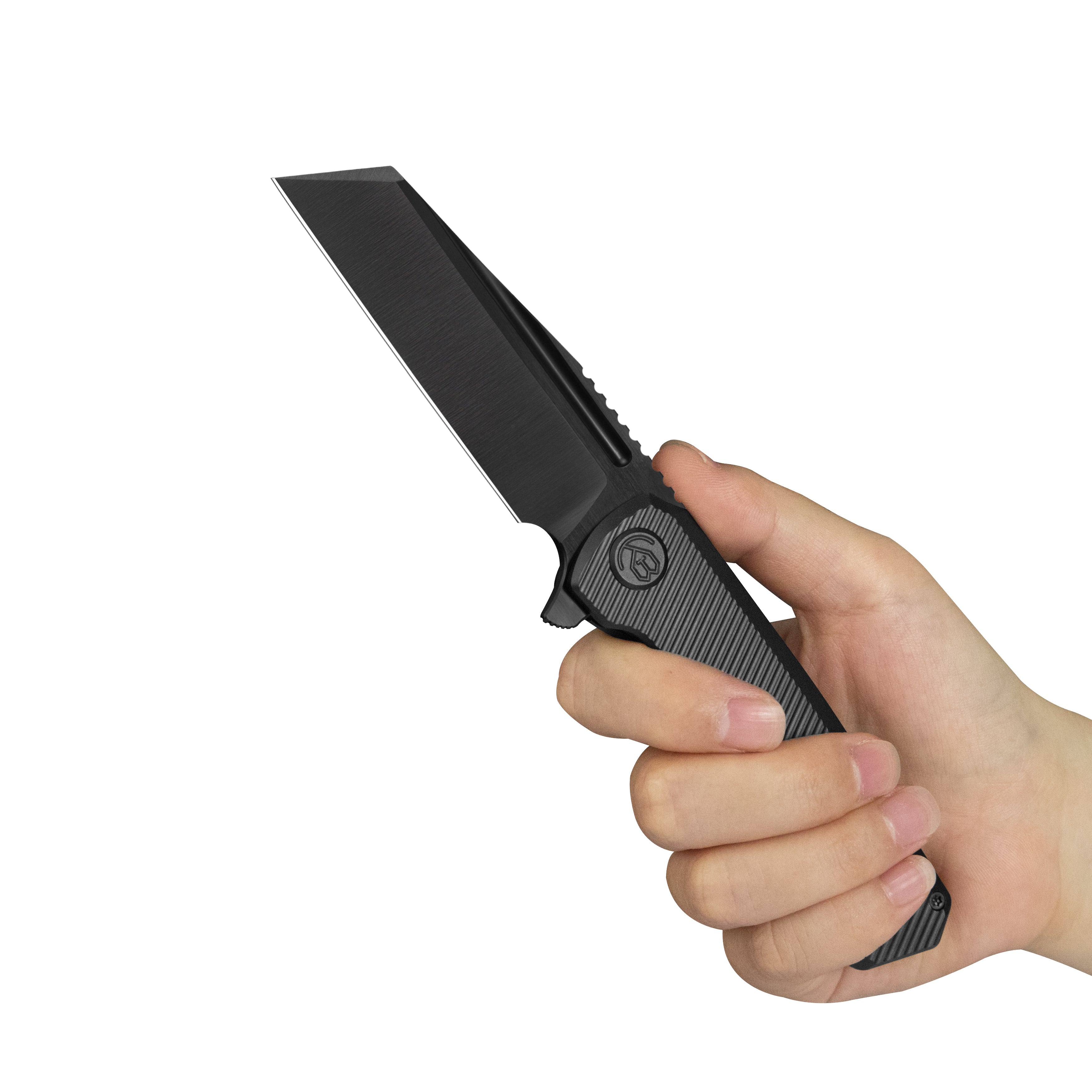 KB Nexus Folding Knife DLC Titanium Handle 3.66'' DLC Belt Satin M390 Blade KB442C