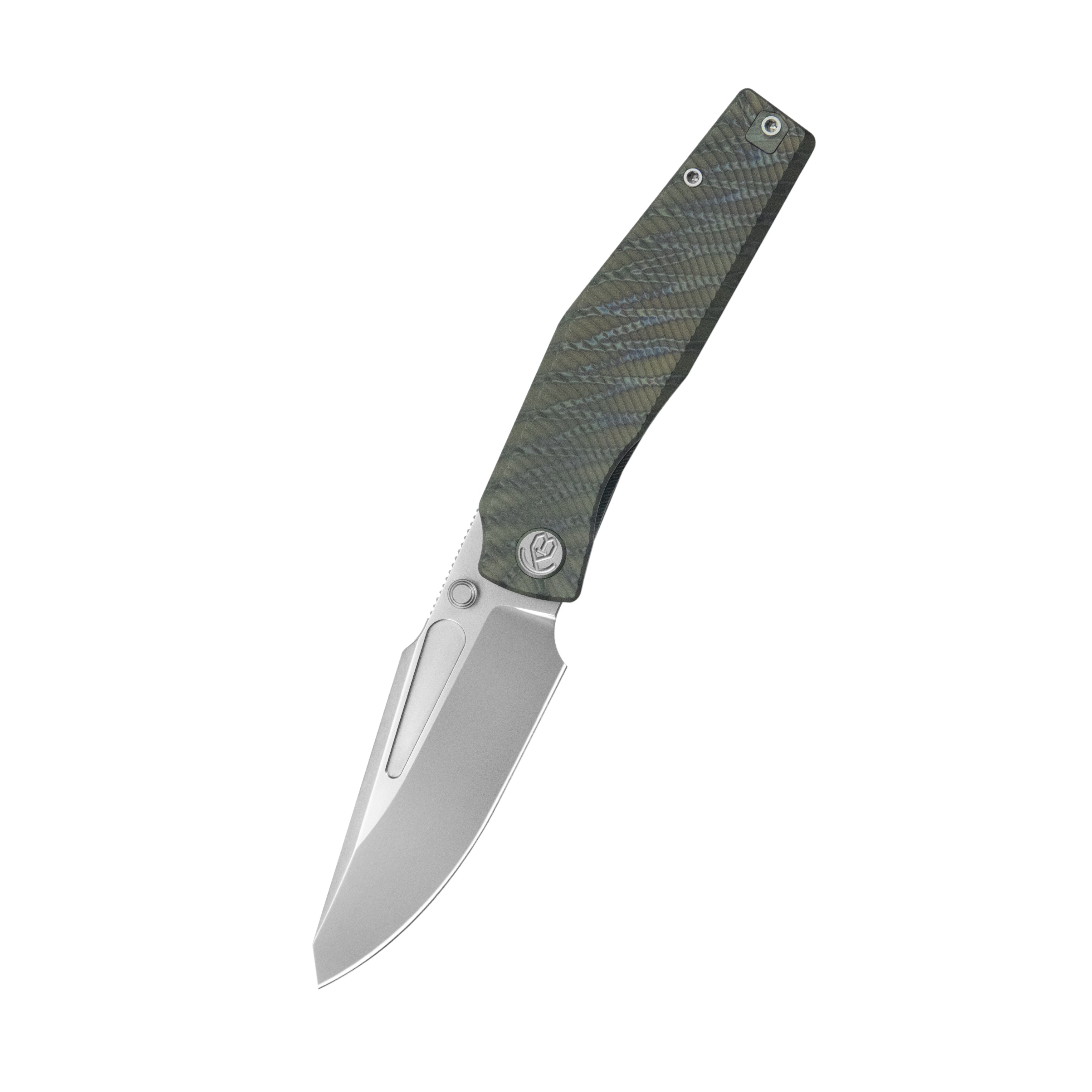 KB Illusion Folding Knife Flame Titanium Handle 3.46‘’ Silver Bead Blast Bohler M390 Blade KB443B