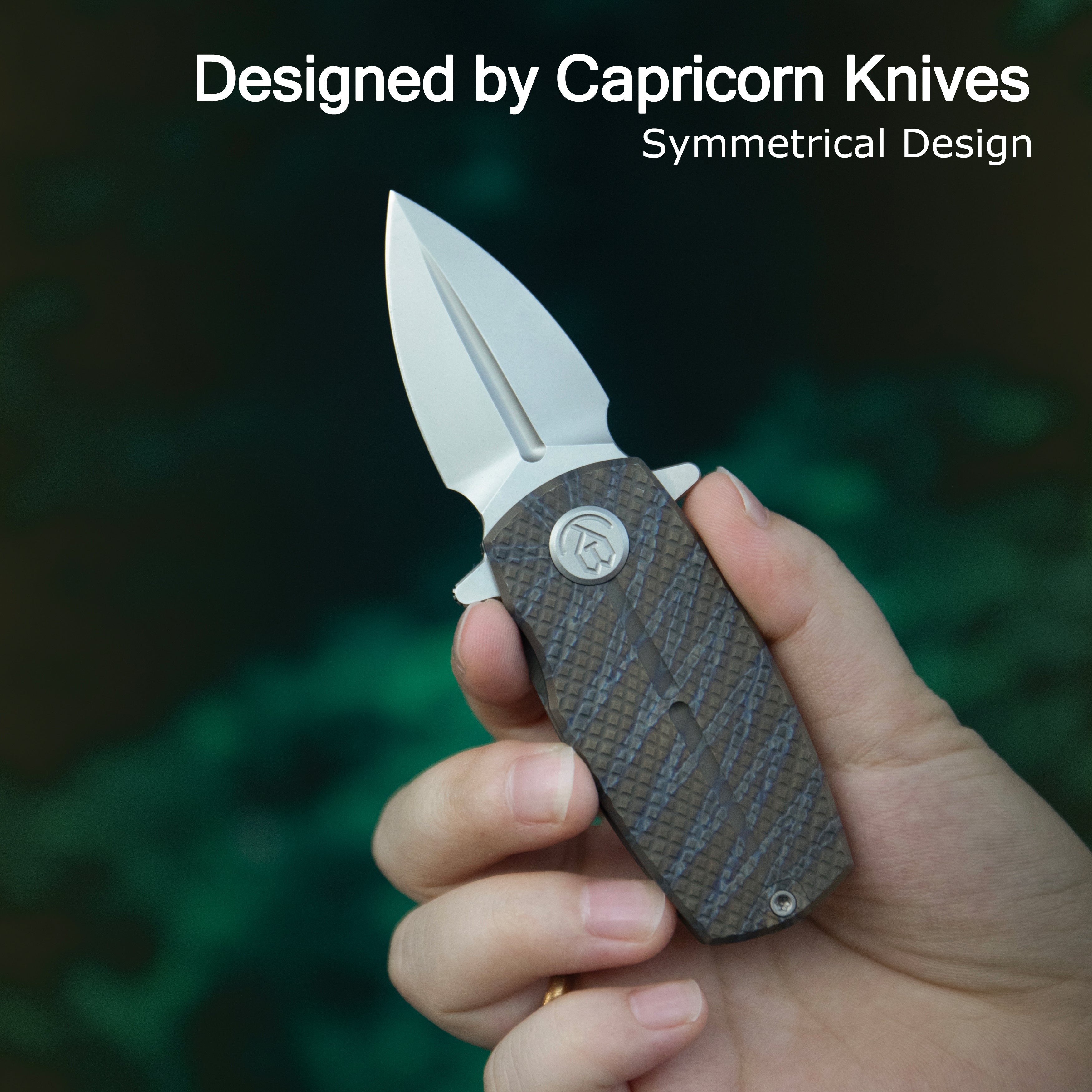 KB Fang Mini Pocket Knife Black PVD Titanium with Diamond Milling 1.97" Regular DLC M390 Blade KB451C