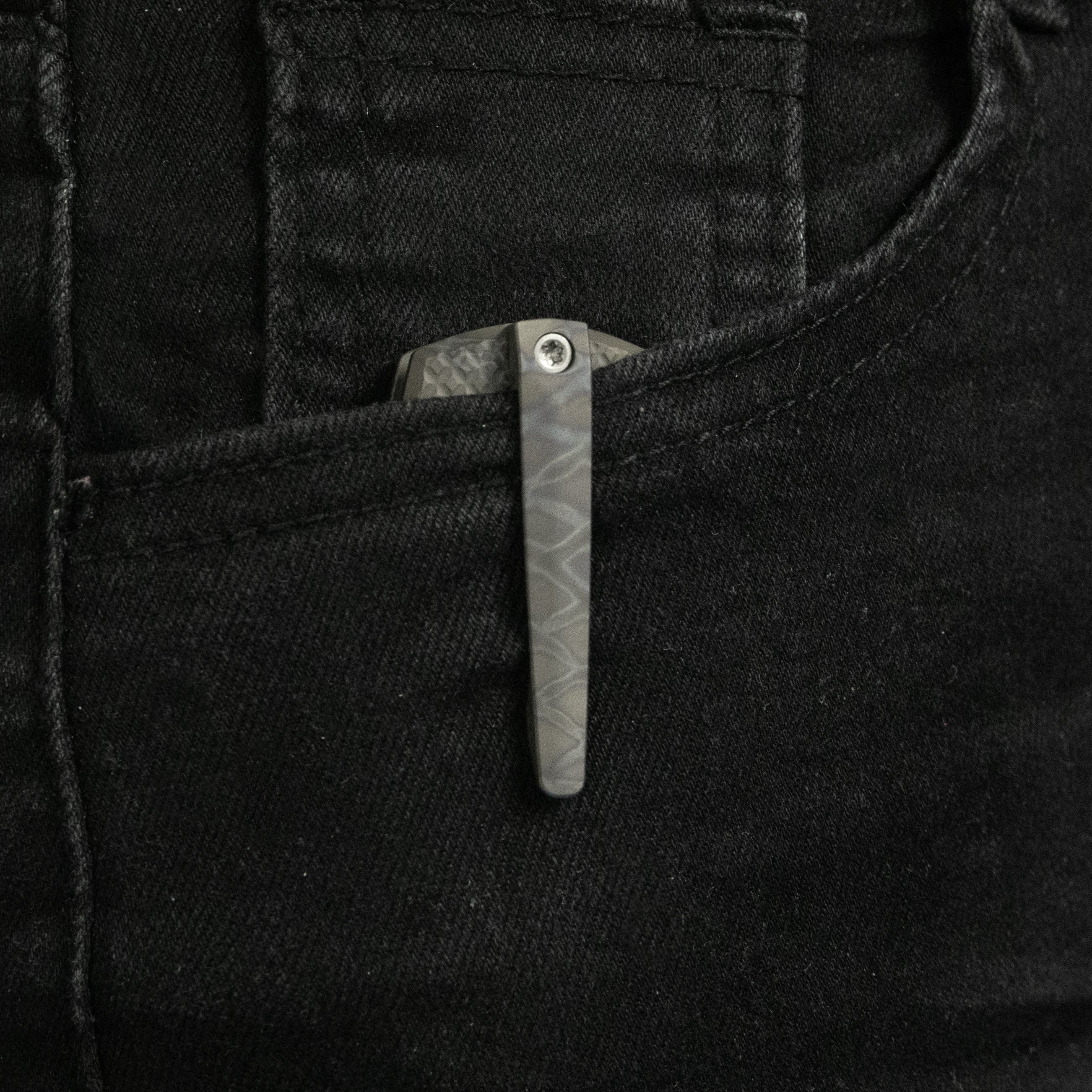 KB Fang Mini Pocket Knife Flame Ano Titanium with Diamond Milling 1.97" Beadblast M390 Blade KB451B