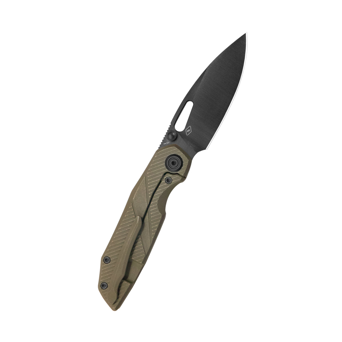 KB Sear Folding Knife Bronze Ano Ti Micro Milling 2.99" DLC Belt Satin S90V Blade KB457F