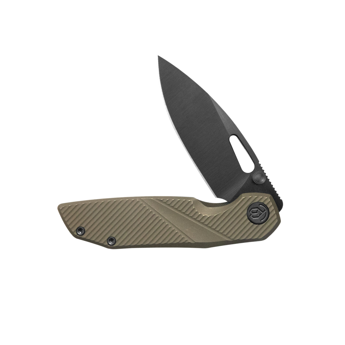 KB Sear Folding Knife Bronze Ano Ti Micro Milling 2.99" DLC Belt Satin S90V Blade KB457F