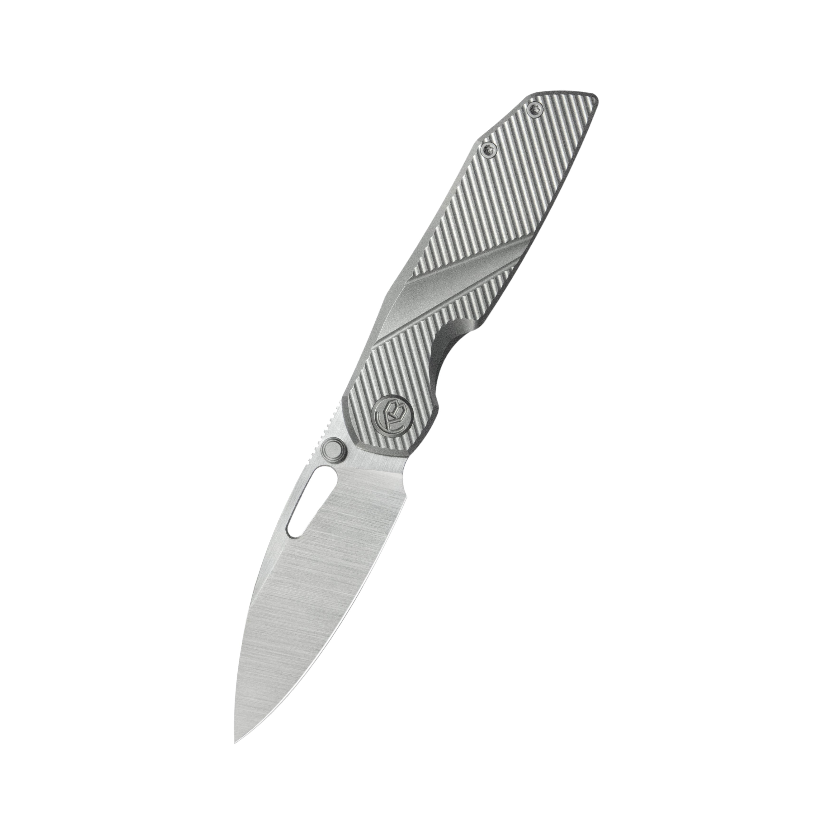 KB Sear Thumb Stud Open Folding Pocket Knife Gray Ti Micro MIlling 2.99" Belt Satin S90V Blade KB457A