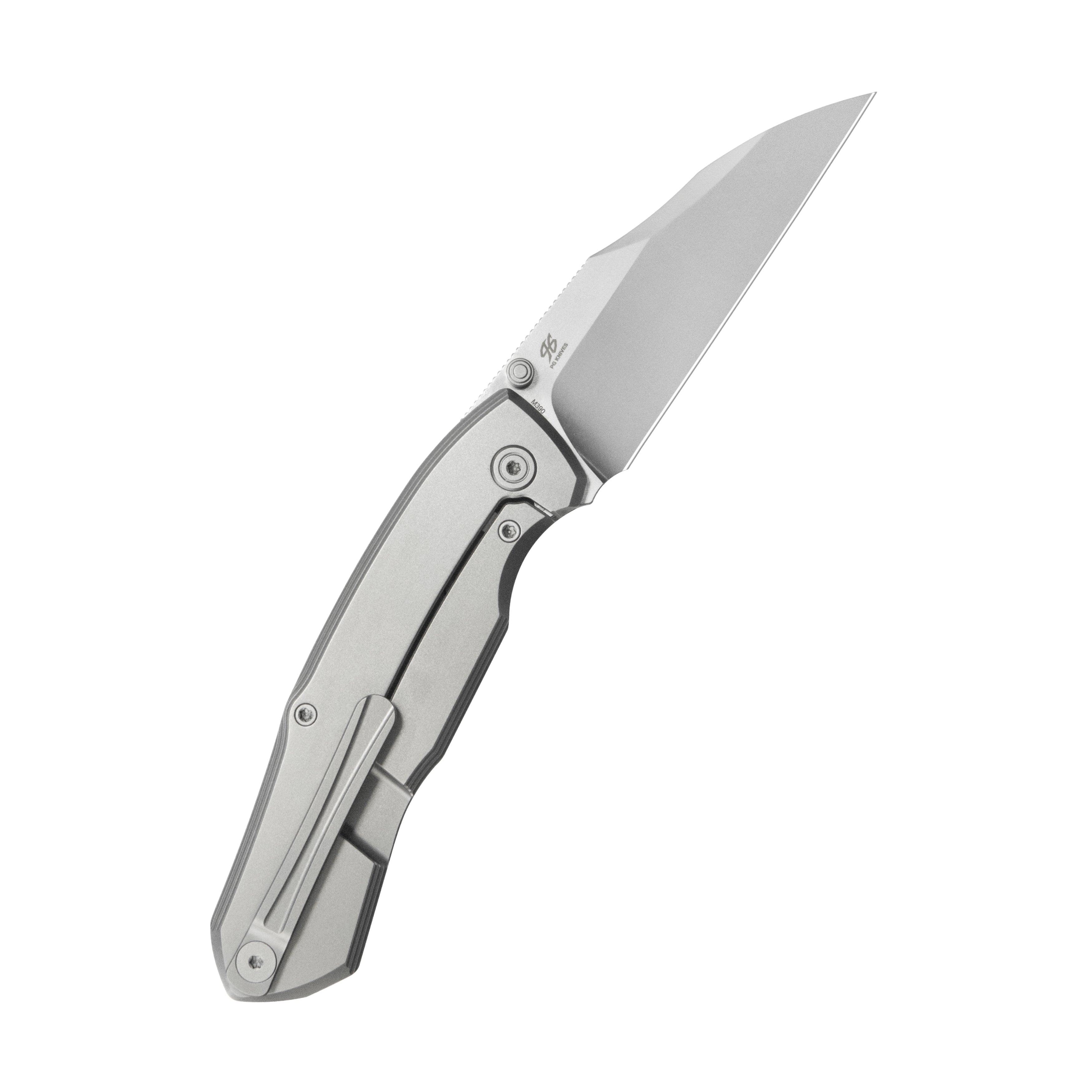 KB Mantra Folding Knife Sandblasting Titanium Handle 3.27'' Silver Bead Blasting M390 Blade KB459A
