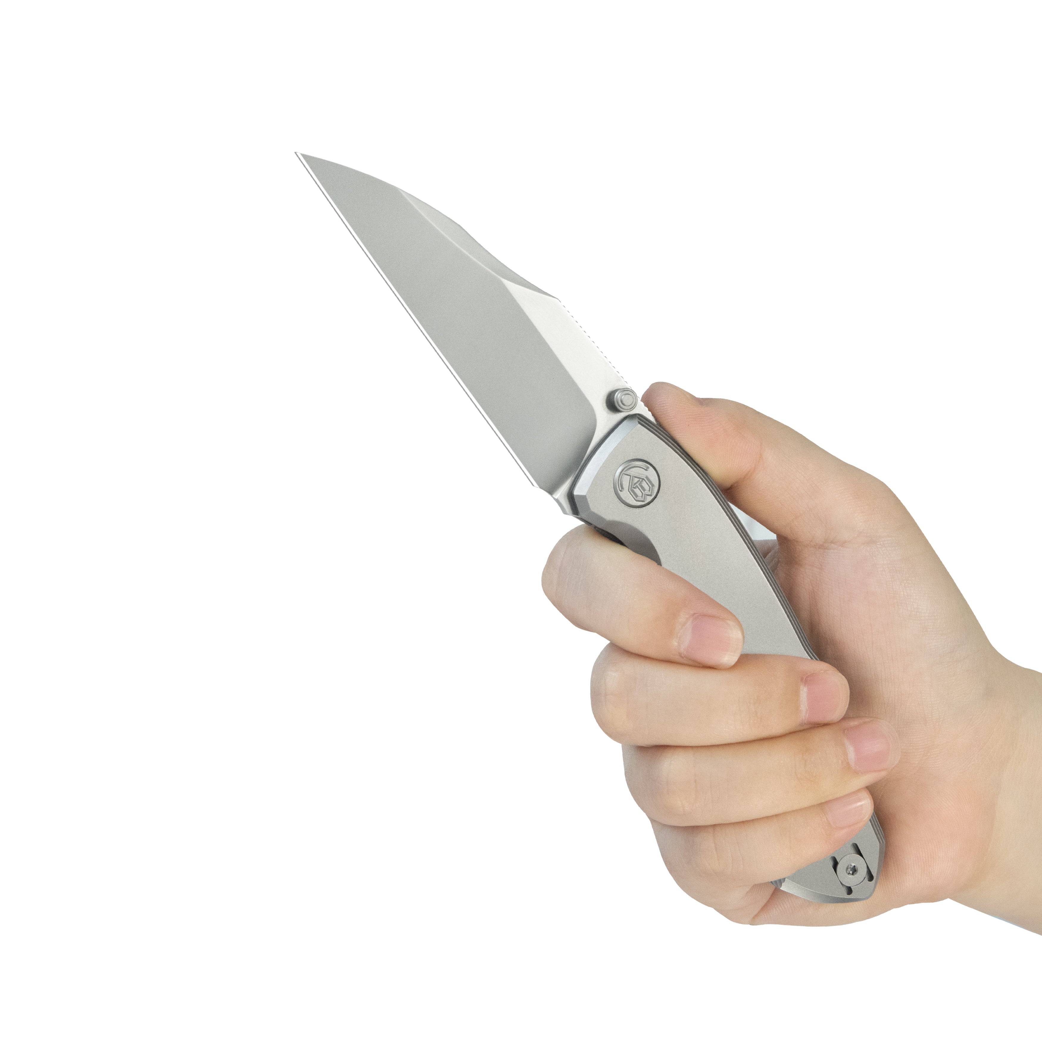 KB Mantra Folding Knife Sandblasting Titanium Handle 3.27'' Silver Bead Blasting M390 Blade KB459A