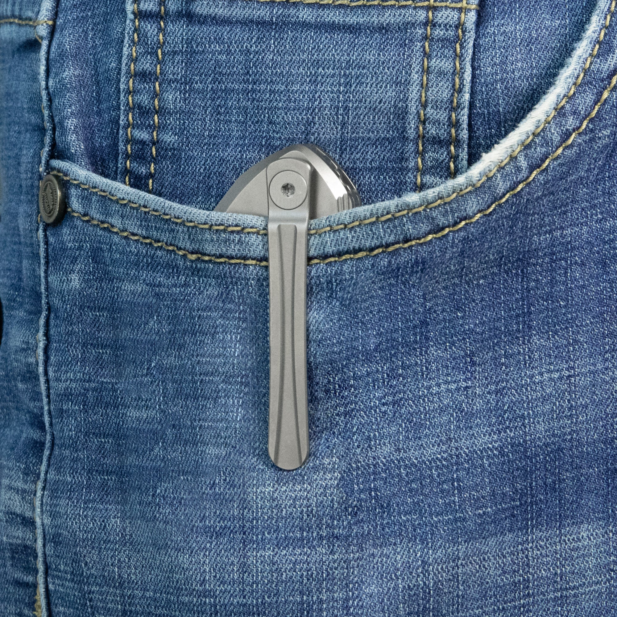 KB Mantra Folding Knife Sandblasting Titanium Handle 3.27'' Silver Bead Blasting M390 Blade KB459A