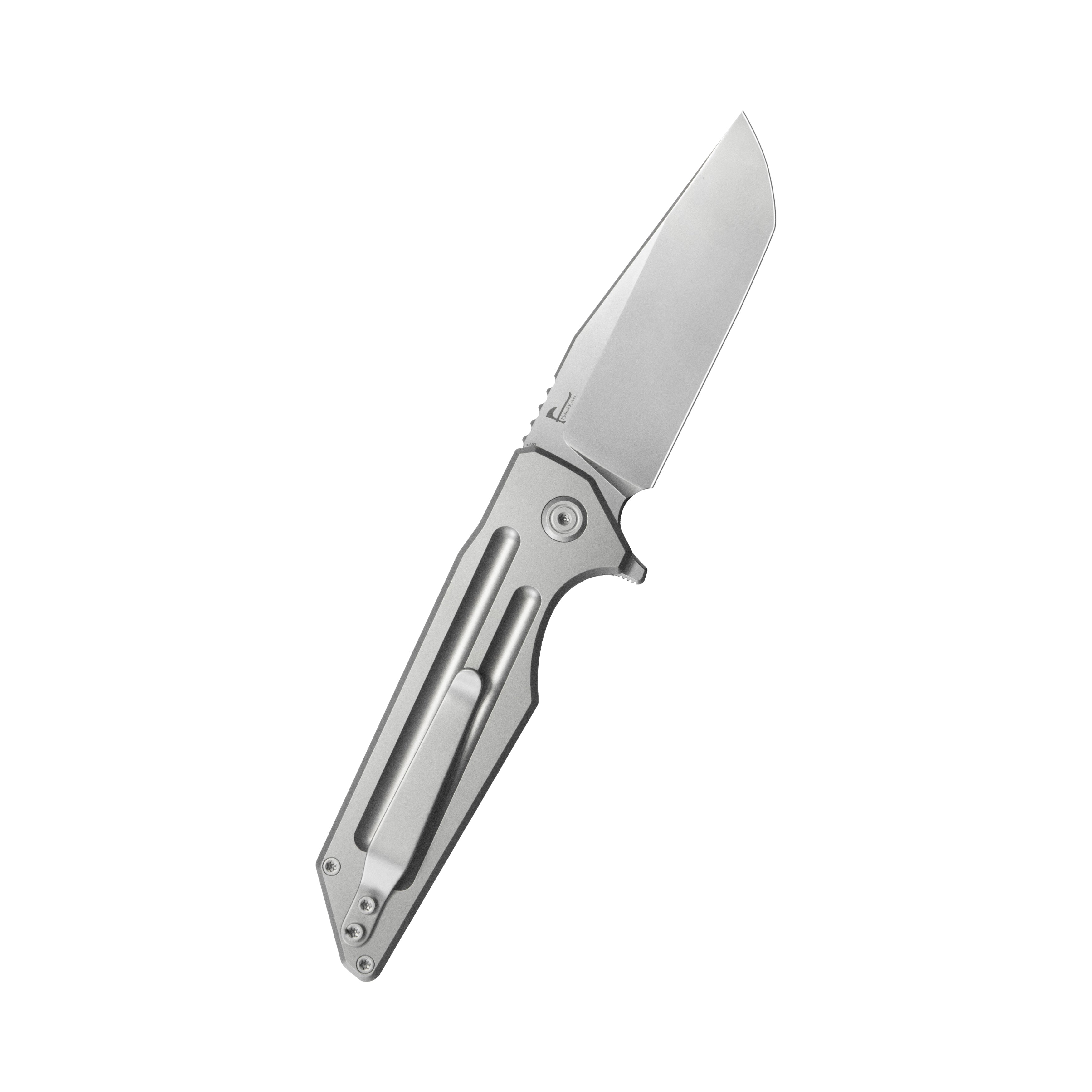 KB Relentless Folding Knife Sandblasting Titanium Handle 3.46'' Silver Bead Blasting M390 Blade KB462A