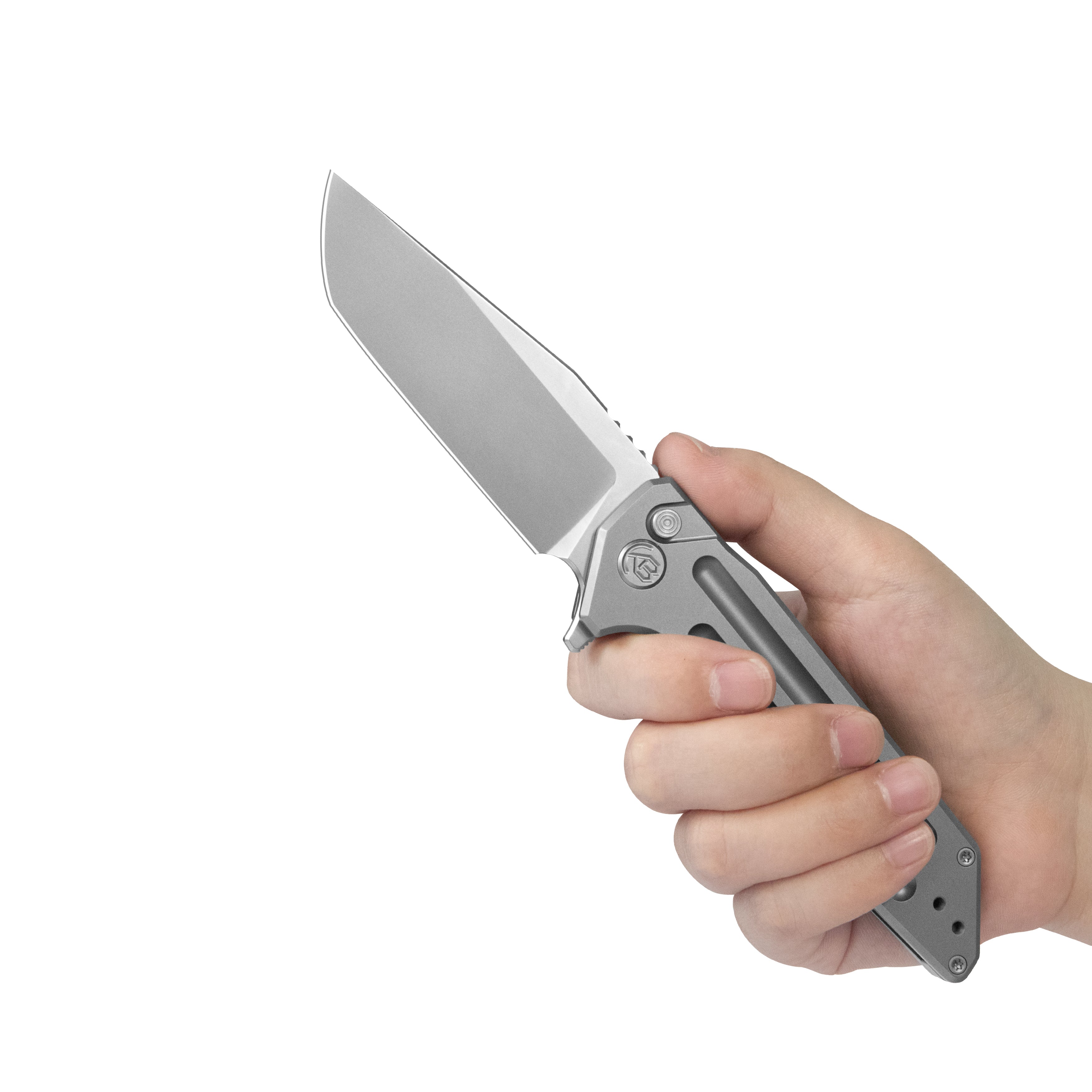 KB Relentless Folding Knife Sandblasting Titanium Handle 3.46'' Silver Bead Blasting M390 Blade KB462A