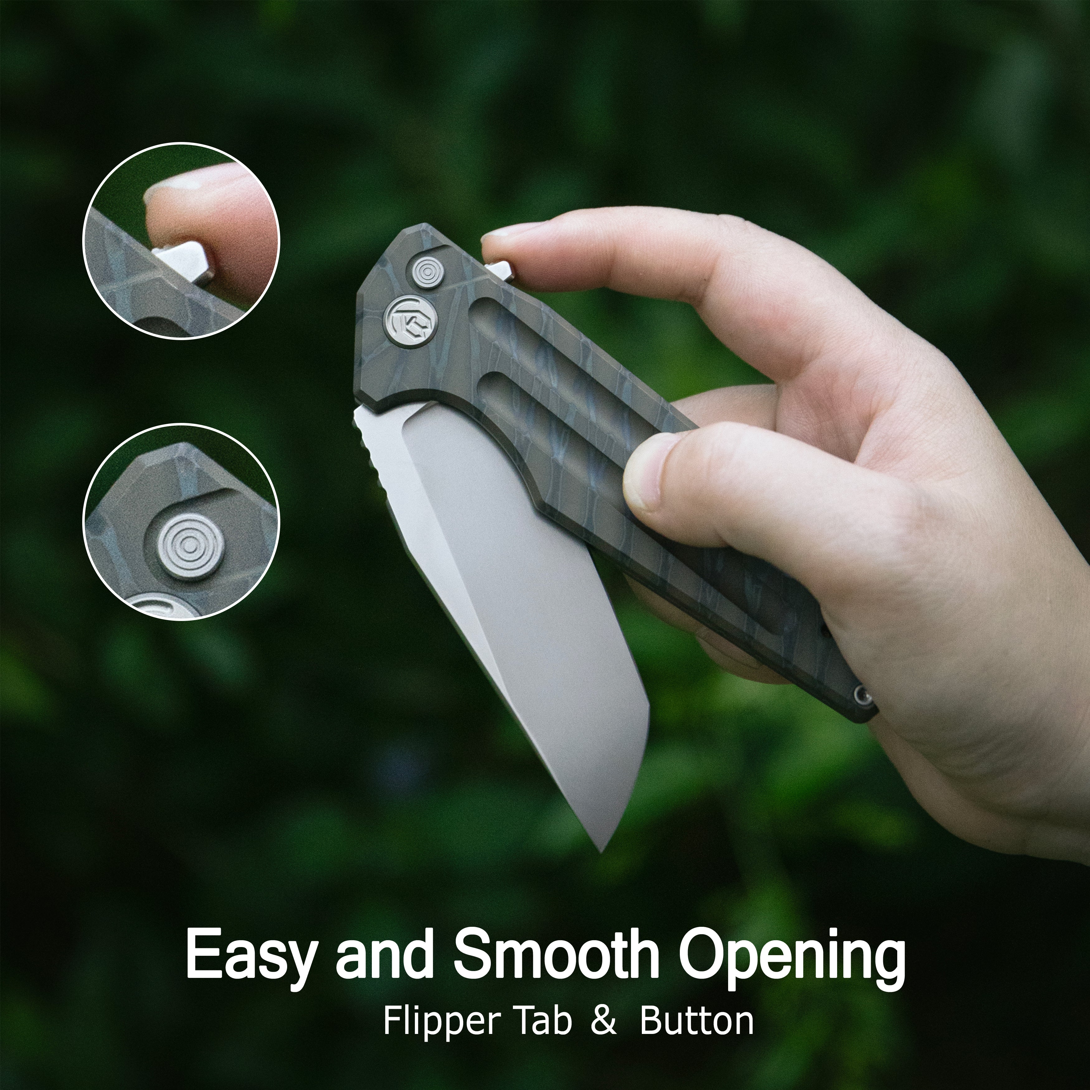 KB Relentless Folding Knife Sandblasting Titanium Handle 3.46'' Silver Bead Blasting M390 Blade KB462A