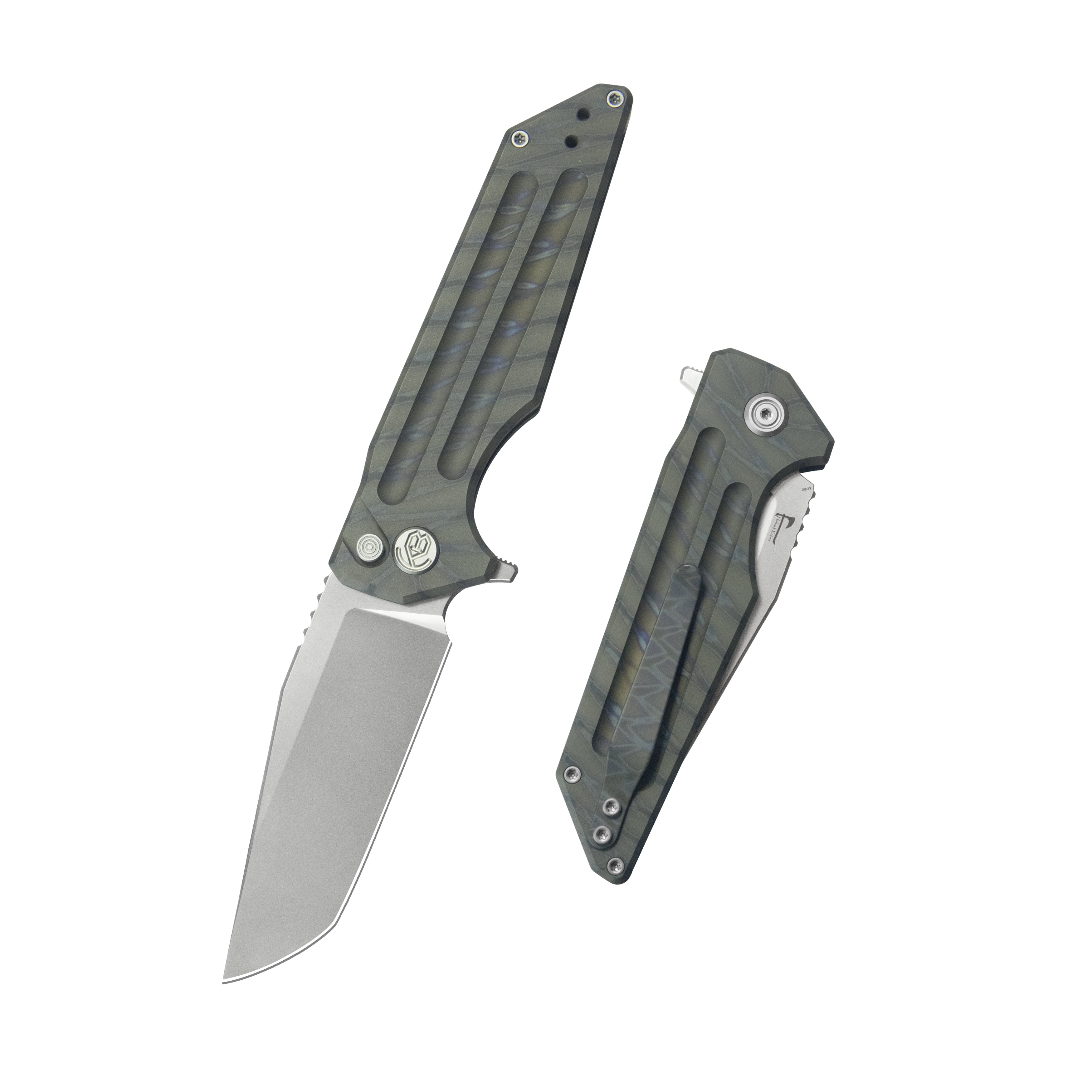 KB Relentless Folding Knife Flame Ano Titanium Handle 3.46'' Silver Be