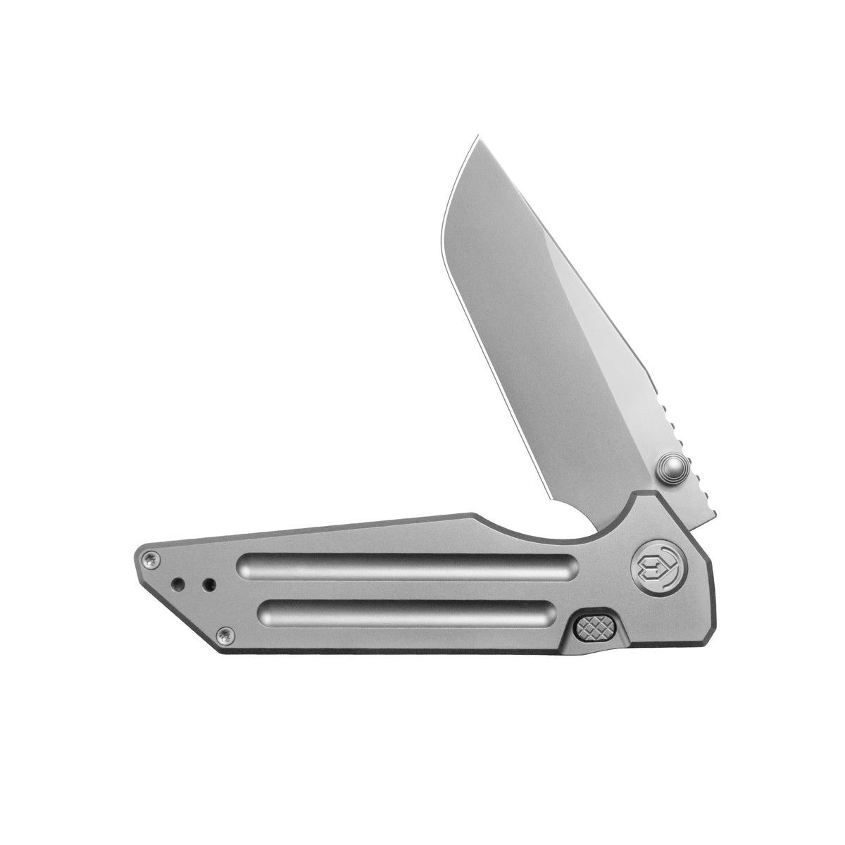 KB Relentless Folding Knife Sandblasting Titanium Handle 3.46'' Silver Bead Blasting M390 Blade KB462E