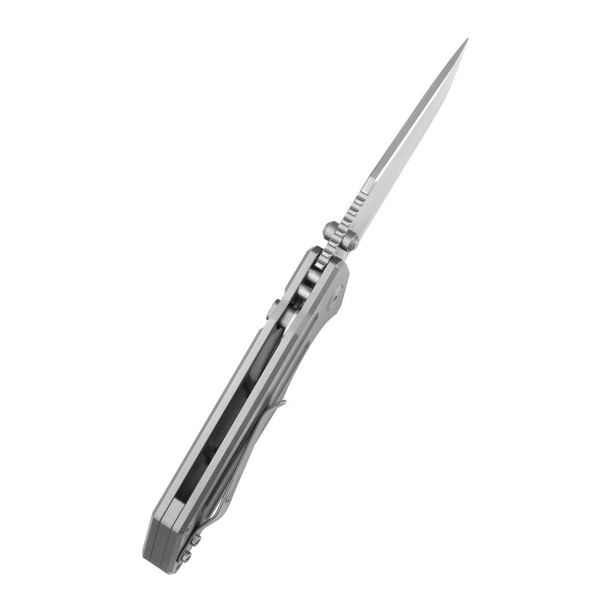 KB Relentless Folding Knife Sandblasting Titanium Handle 3.46'' Silver Bead Blasting M390 Blade KB462E