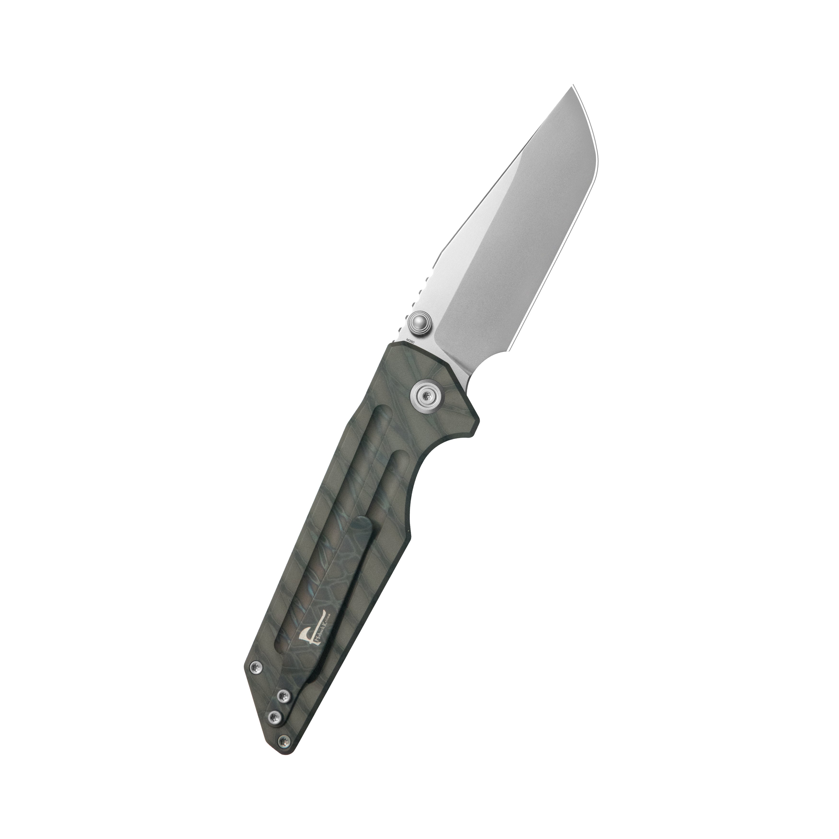 KB Relentless Folding Knife Flame Ano Titanium Handle 3.46'' Silver Bead Blasting M390 Blade KB462F