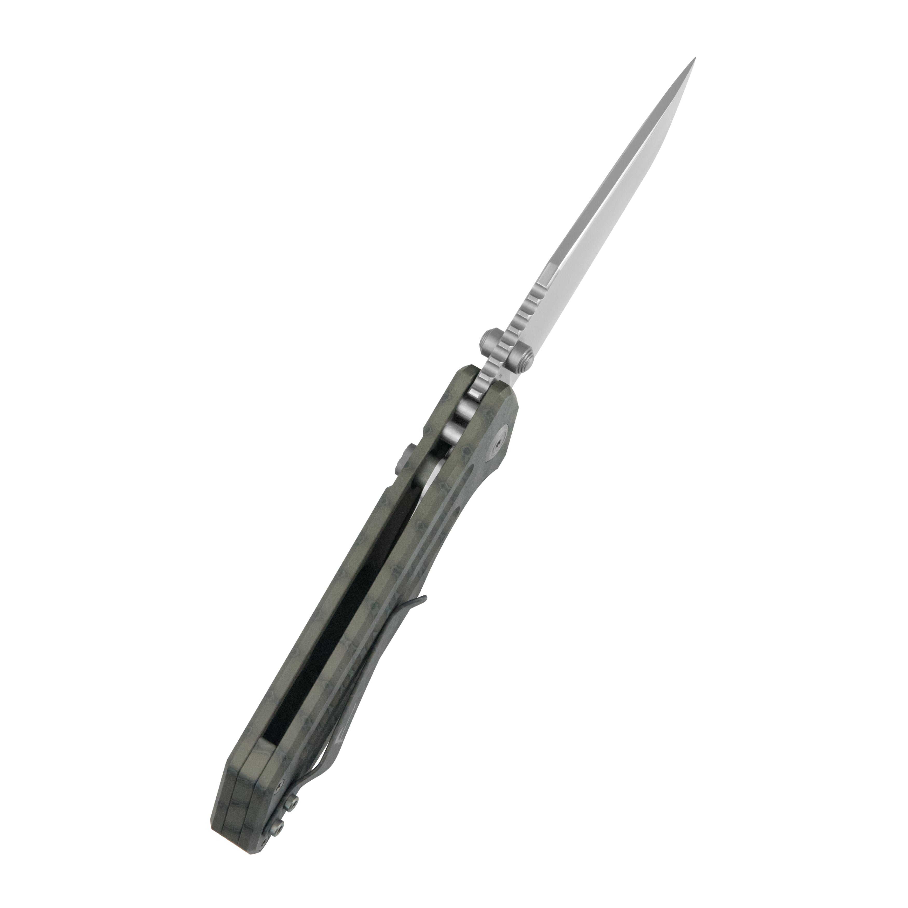 KB Relentless Folding Knife Flame Ano Titanium Handle 3.46'' Silver Bead Blasting M390 Blade KB462F