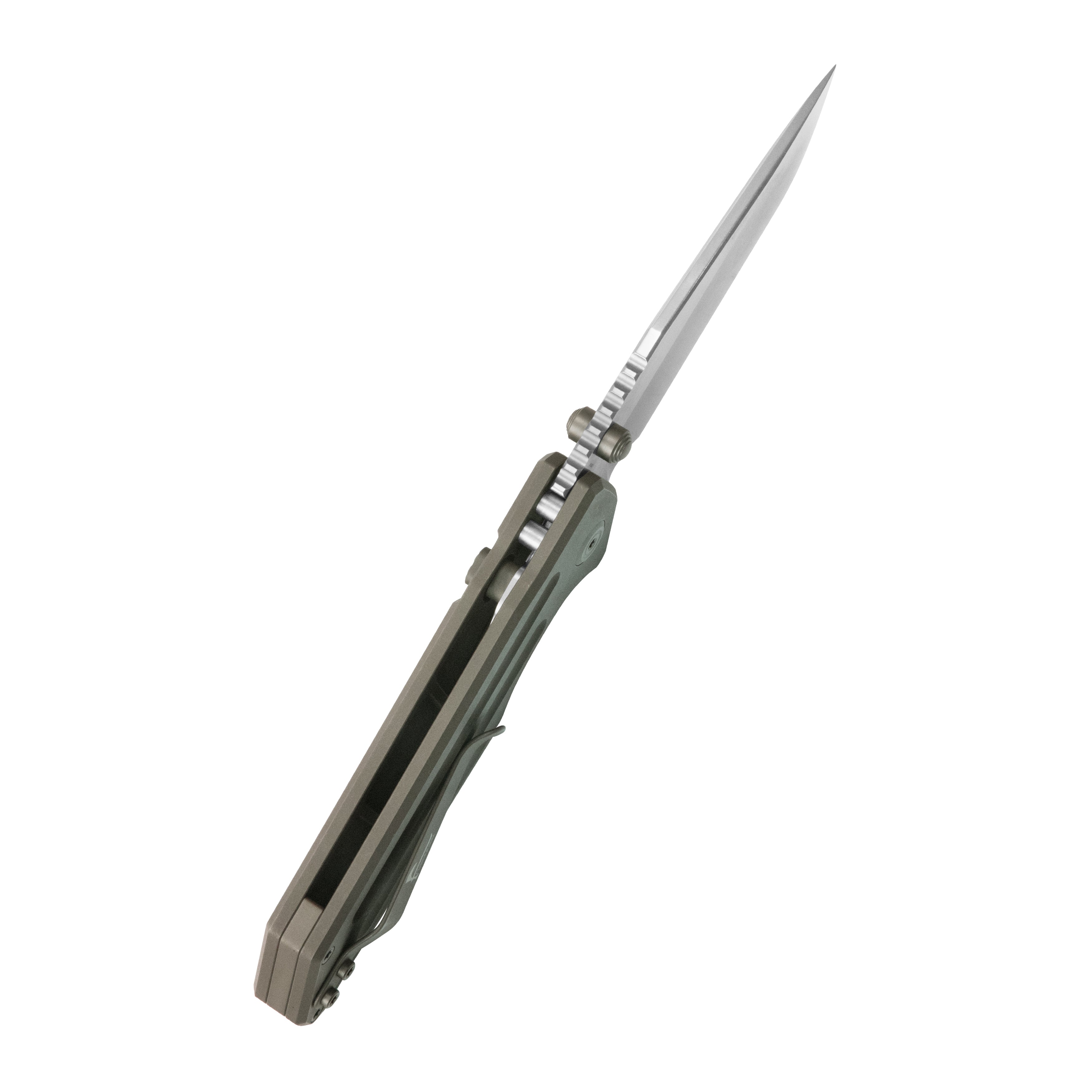 KB Relentless Folding Knife Bronze Ano Titanium Handle 3.46'' Silver Bead Blasting M390 Blade KB462G