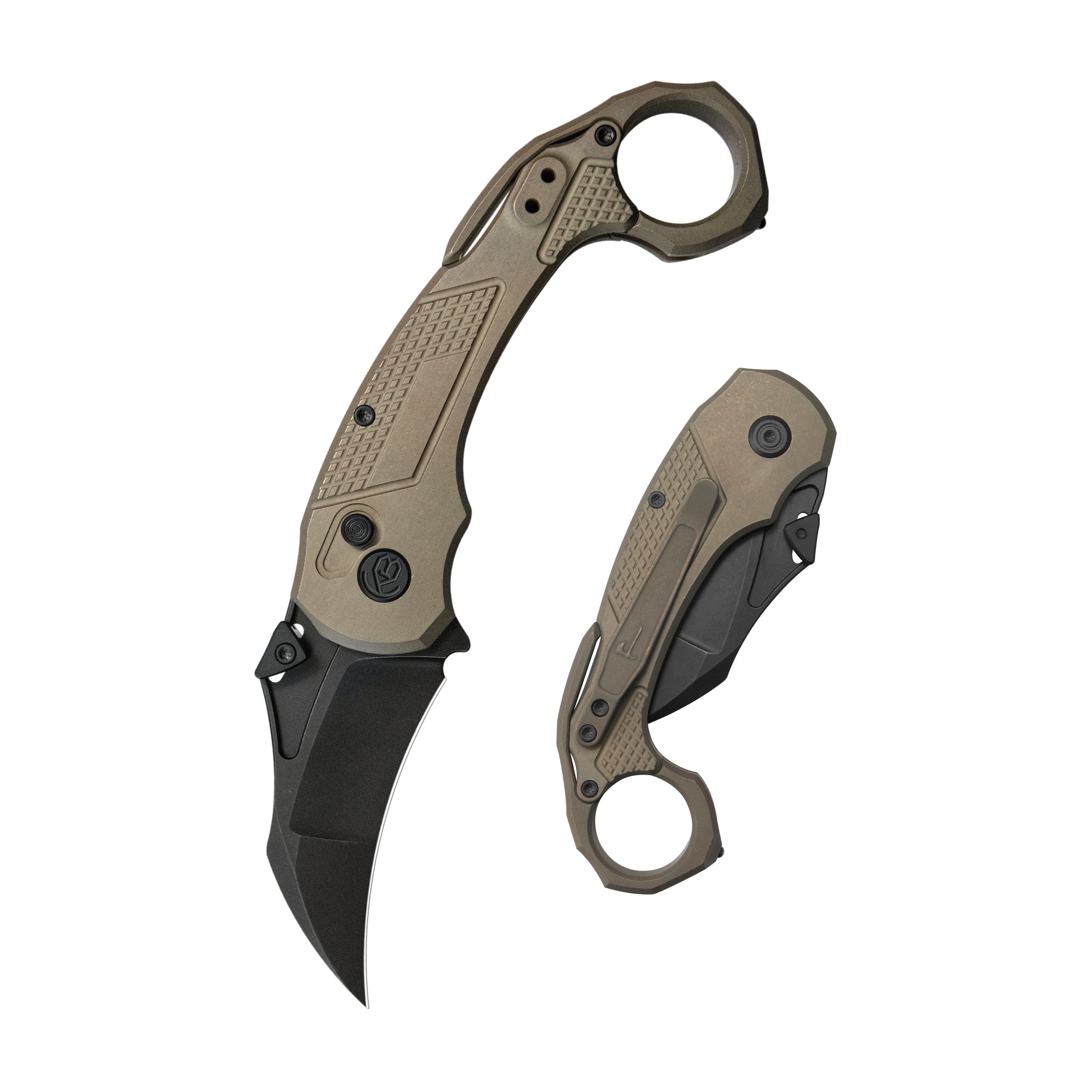 KB Tactical Toucan Folding Knife Bronze Ano Titanium Handle 2.36'' Blackwash 20CV Blade KB463C