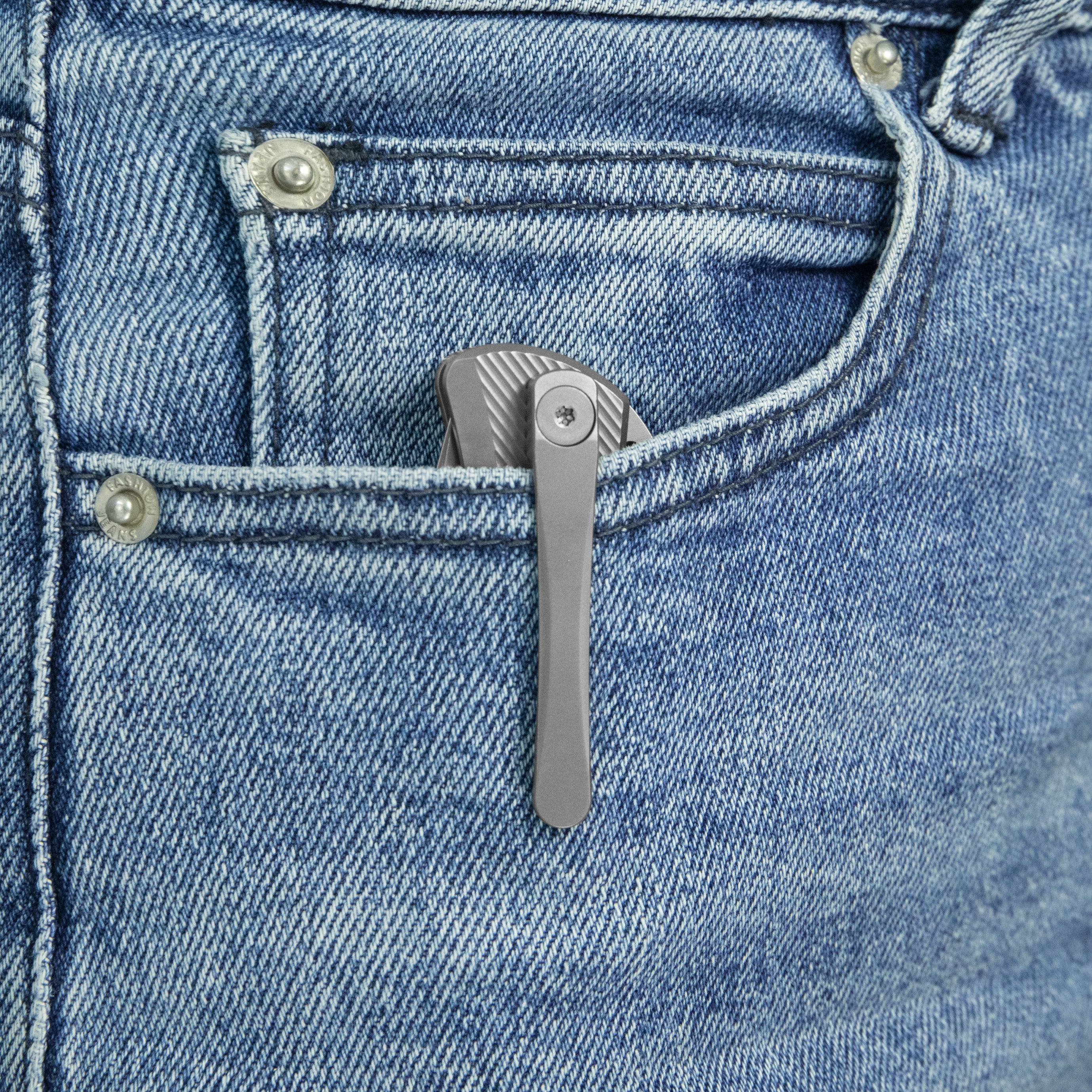 KB El Dorado Slip Joint Pocket Knife Sandblasted Titanium w/ Micro Milling Silver Bead Blast 2.96" M390 Blade KB469A