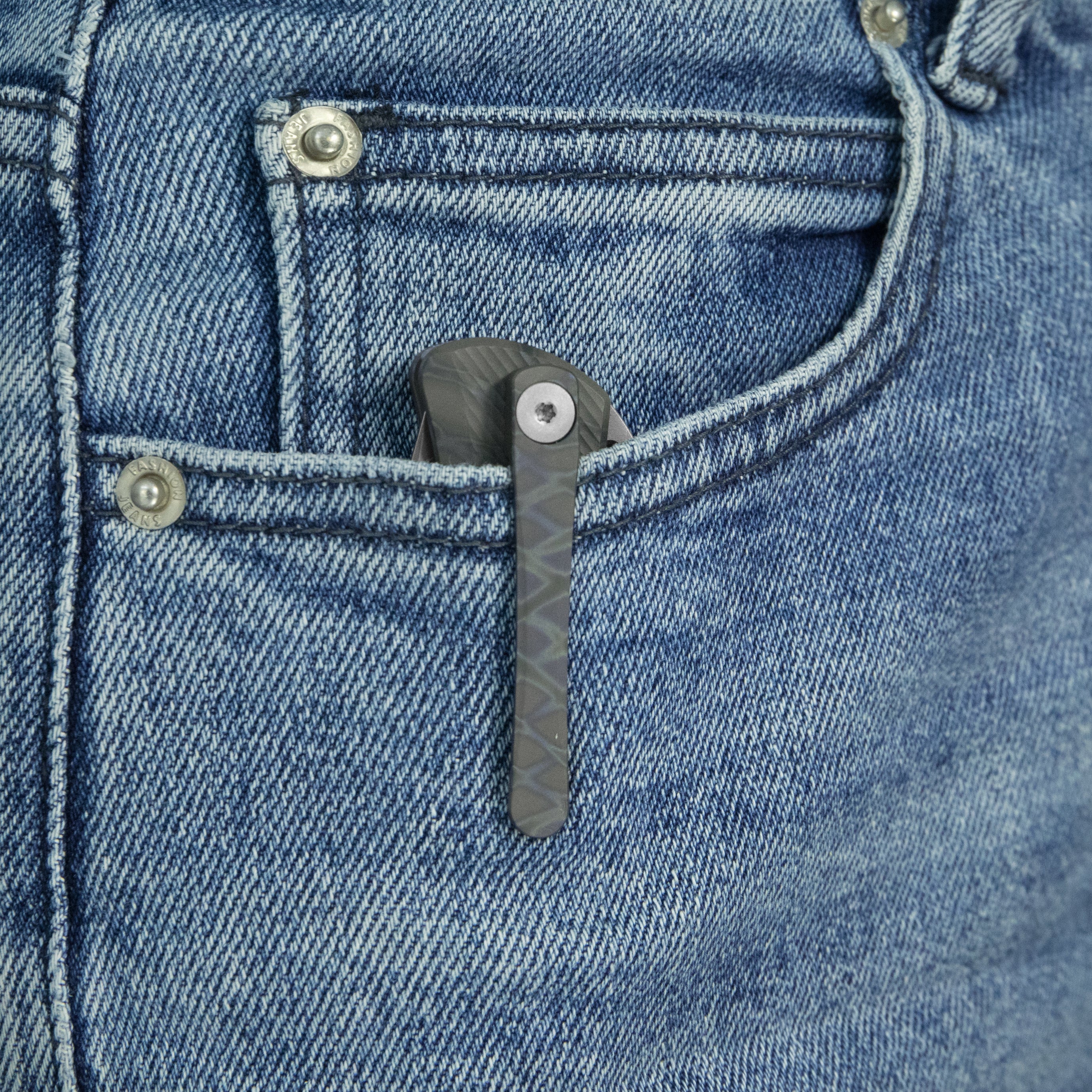 KB El Dorado Slip Joint Pocket Knife Flame Ano Titanium w/ Micro Milling Silver Bead Blast 2.96" M390 Blade KB469B