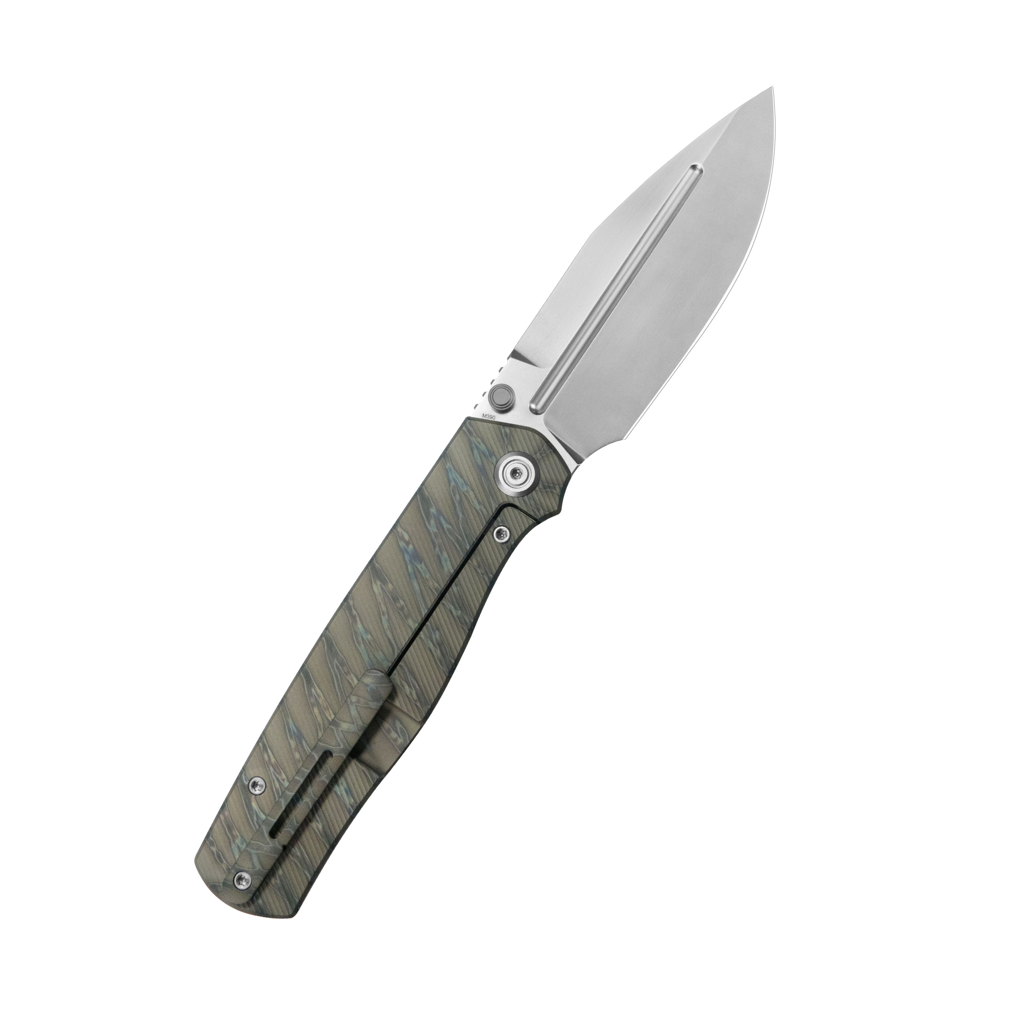 KB Albatross Tactical Folding Knife Flamed Titanium with Micro Milling 3.74" Silver Beadblast M390 KB471B