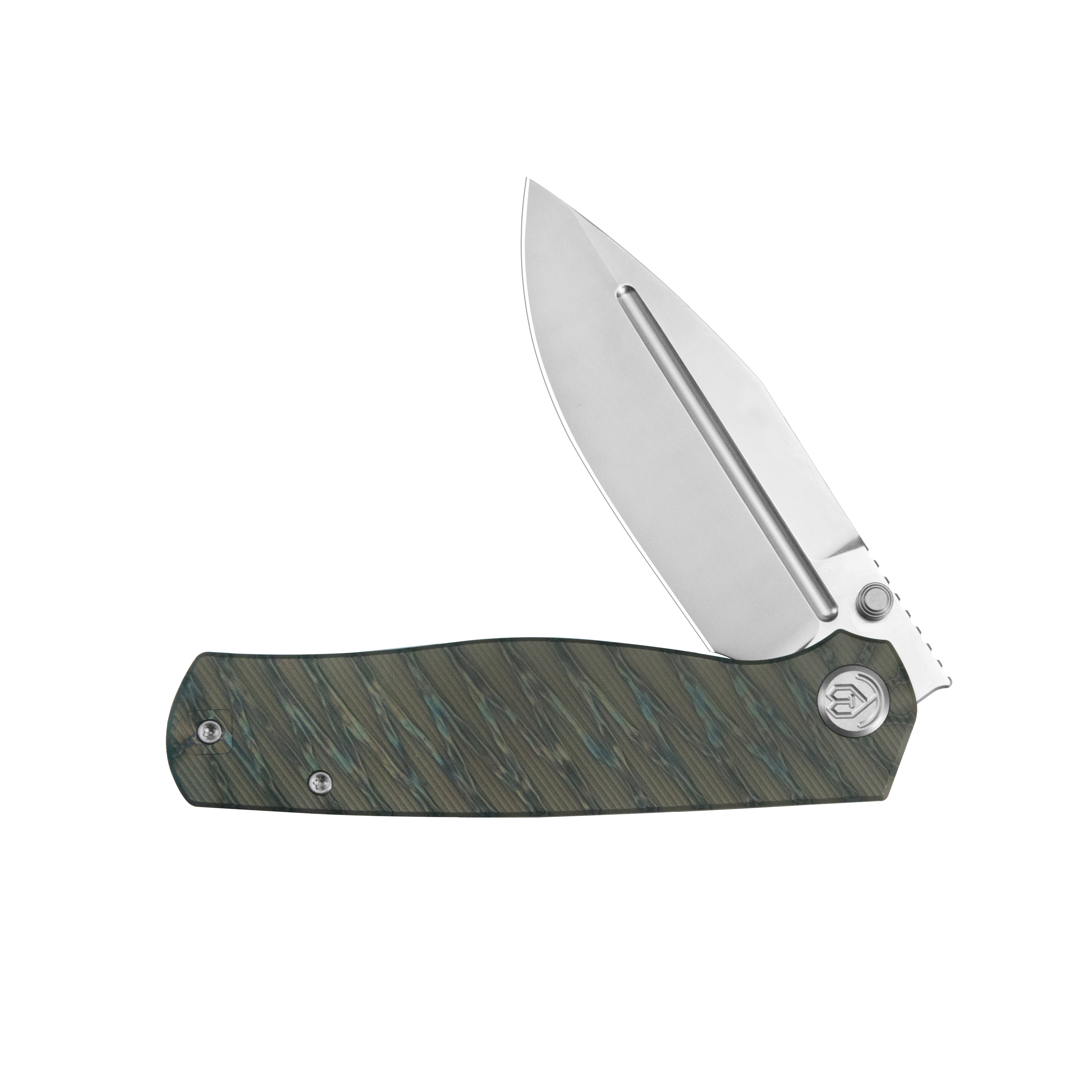 KB Albatross Tactical Folding Knife Flamed Titanium with Micro Milling 3.74" Silver Beadblast M390 KB471B