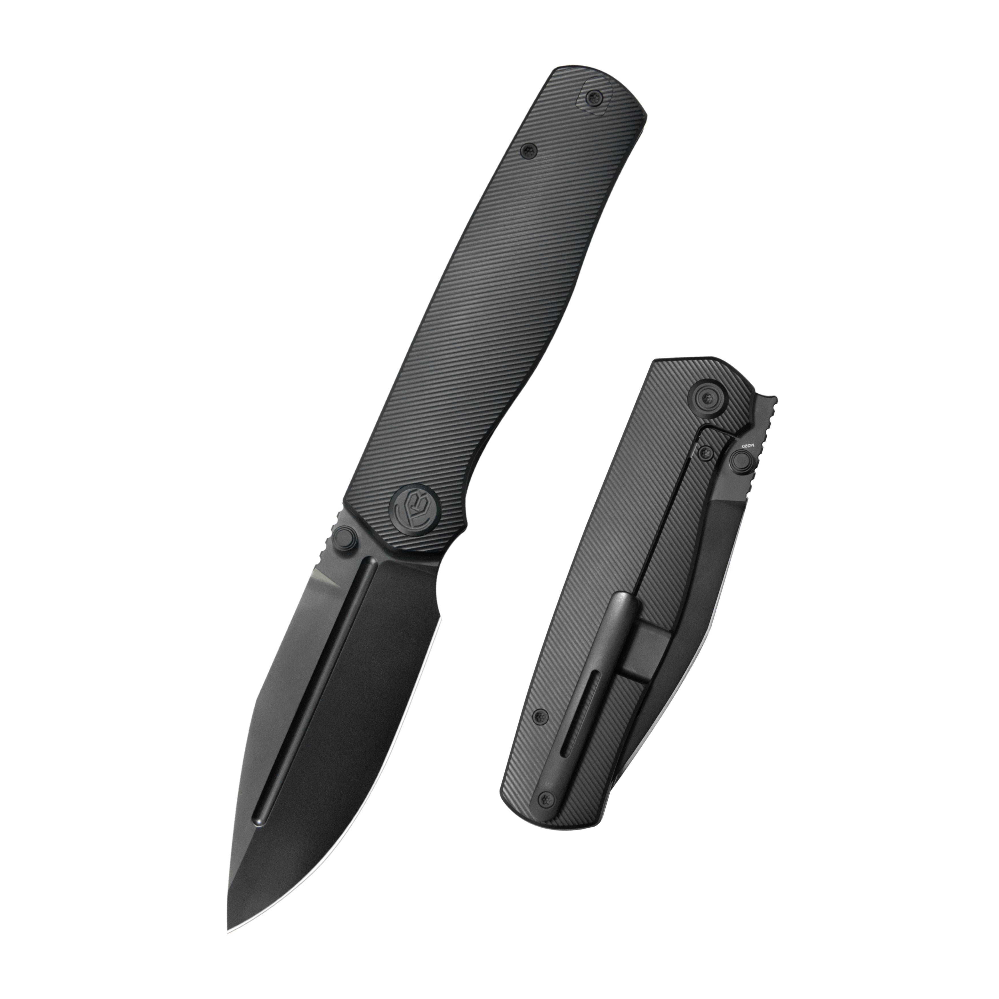 KB Albatross Tactical Folding Knife Black PVD Titanium with Micro Mill