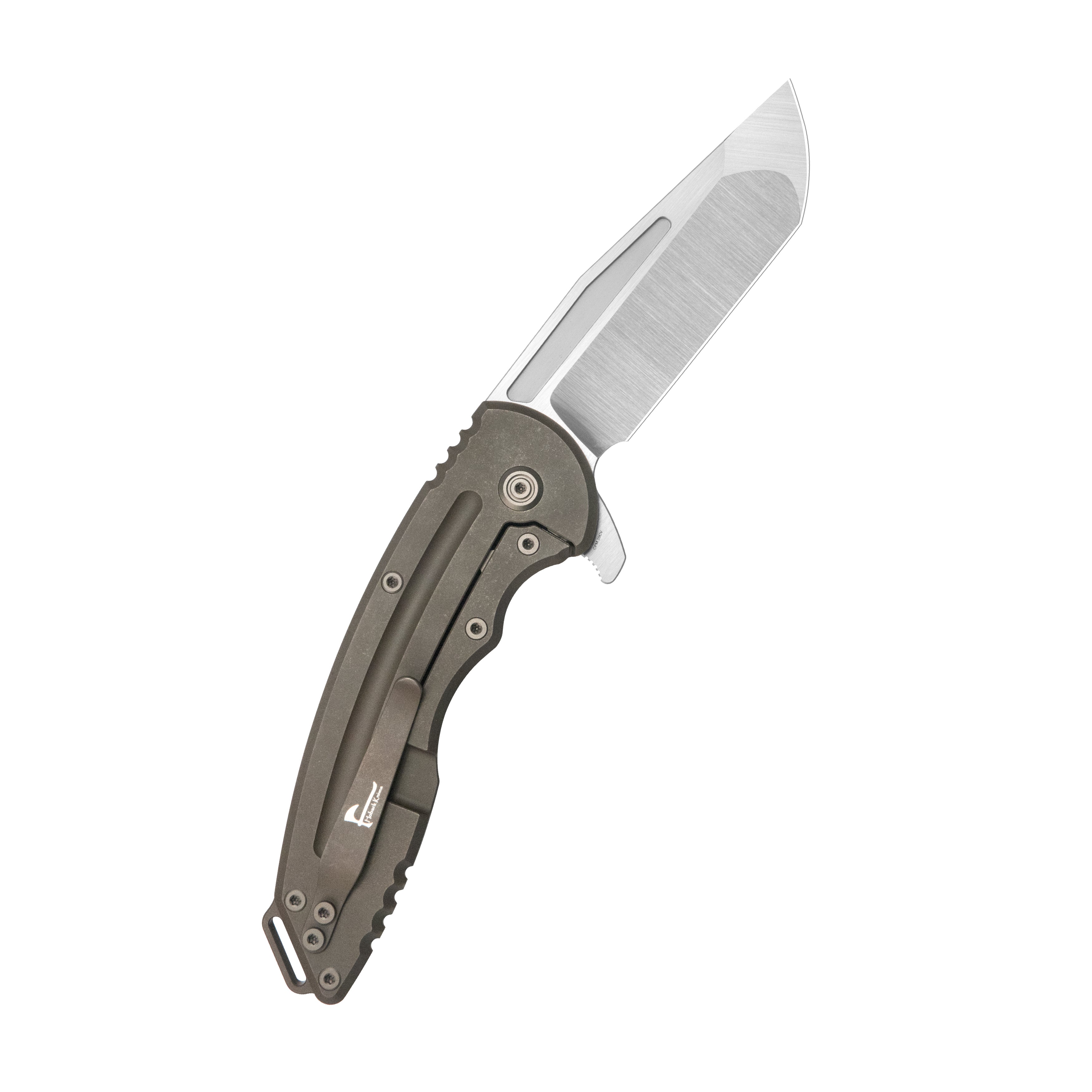 KB Husky Tactical Flipper Folding Knife Bronze Titanium Handle 3.70'' Belt Satin 20CV Blade KB476C