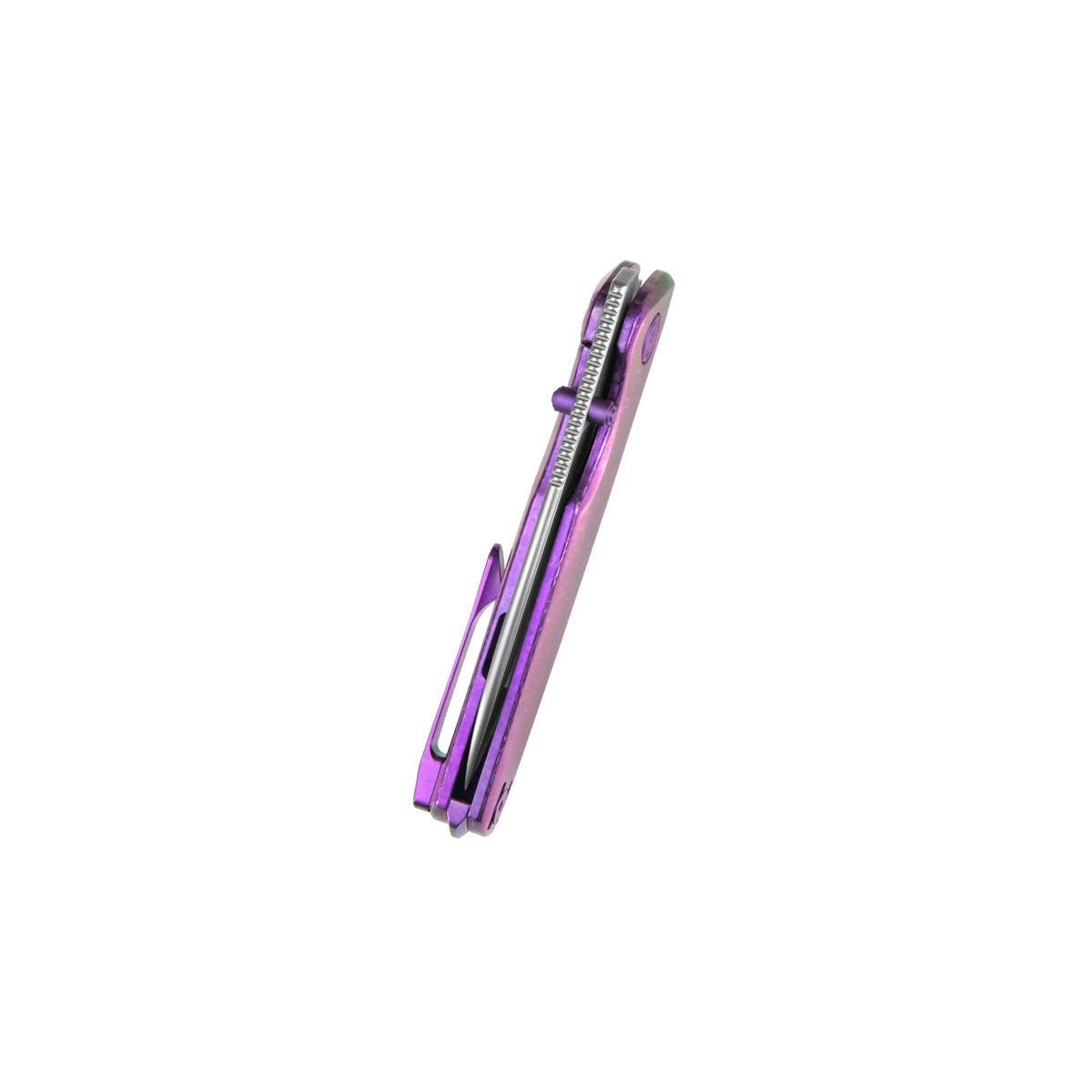 KB Cargo Folding Knife Purple Ano Crystallized Titanium Handle 3.15" Silver Bead Blast M390 Blade KB480D
