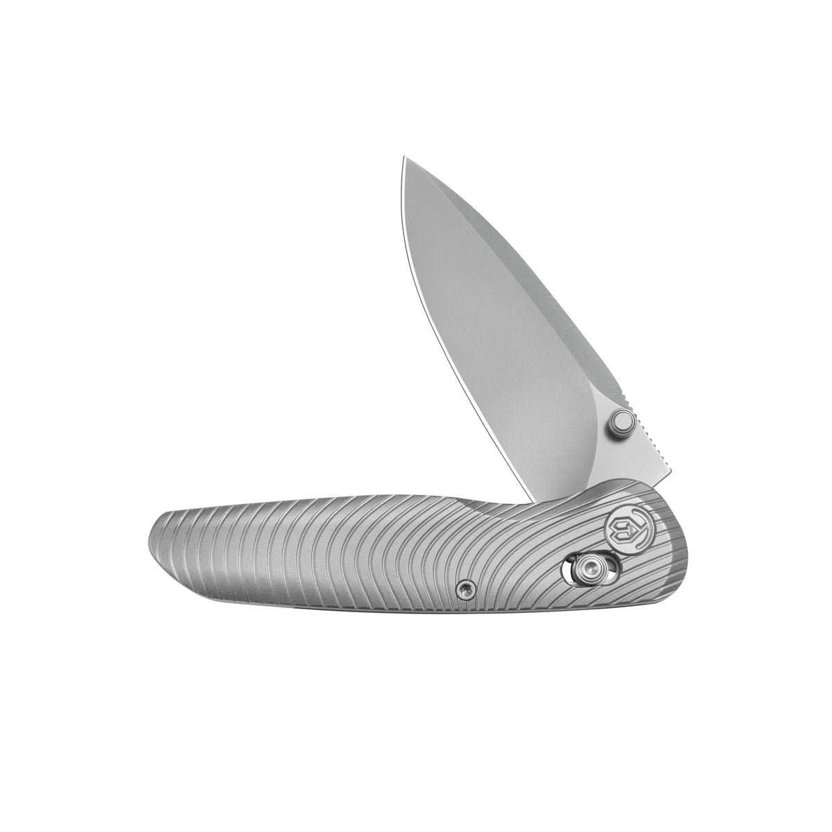 KB Small Pioneer Folding Knife Sandblasting Titanium Handle 2.99" Silver Bead Blast S90V Blade KB482A