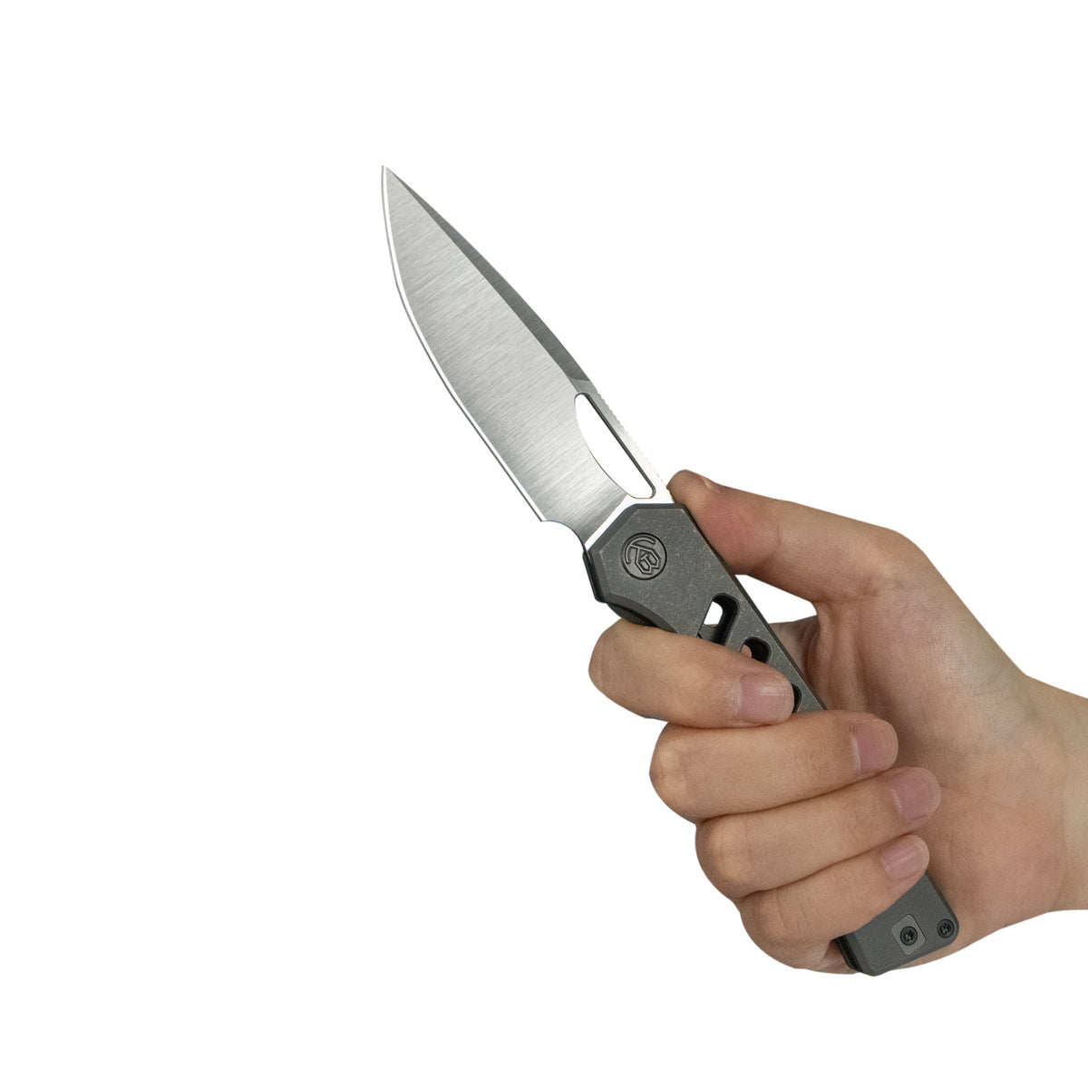 KB Mako Frame Lock Folding Knife Darkwash Titanium Handle 3.30" Belt Satin M390 Blade KB486B