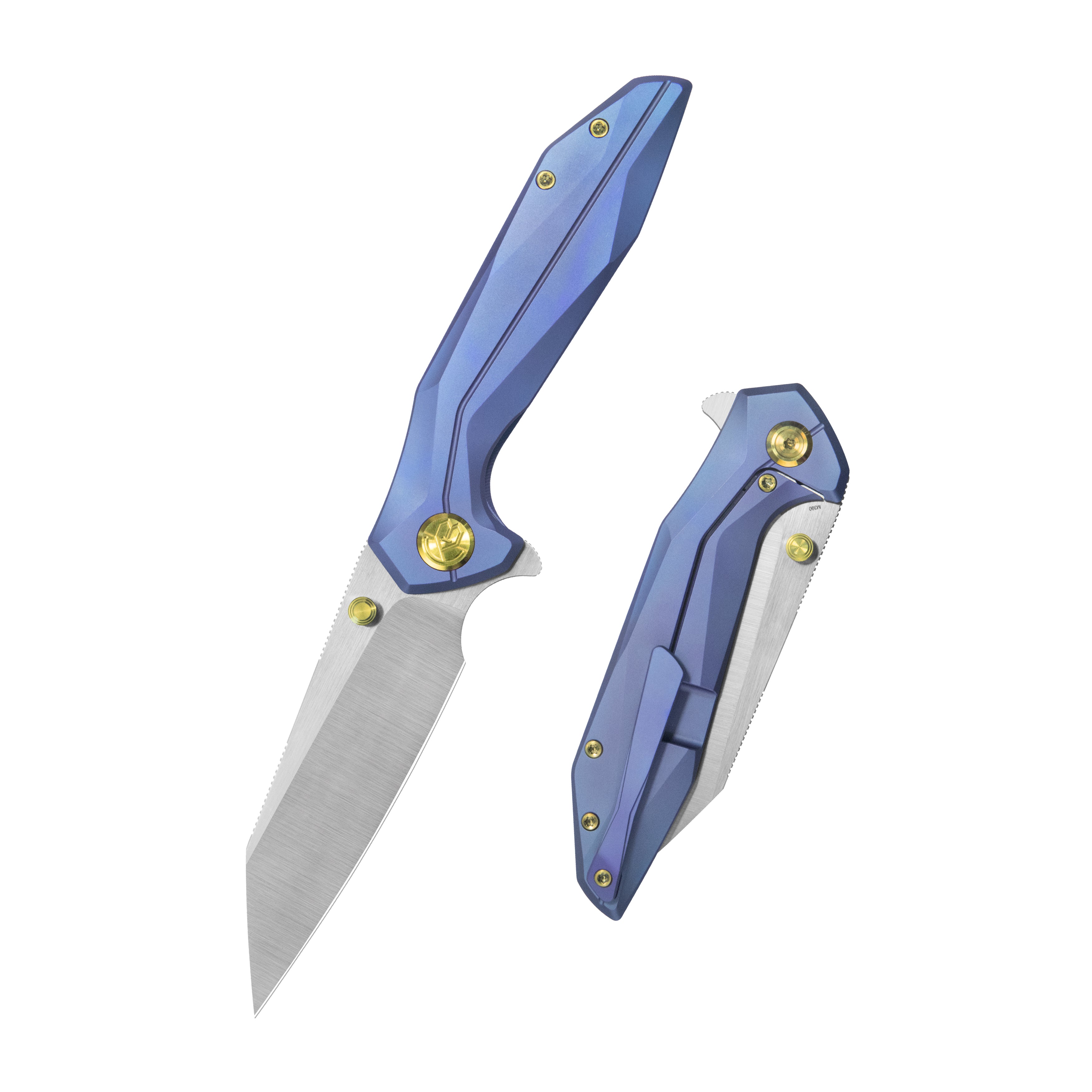 BENT L ACTION 23.24 【希少品】 KB Nova Reverse Tanto Frame Locking Folding Knife Blurple Titanium Han