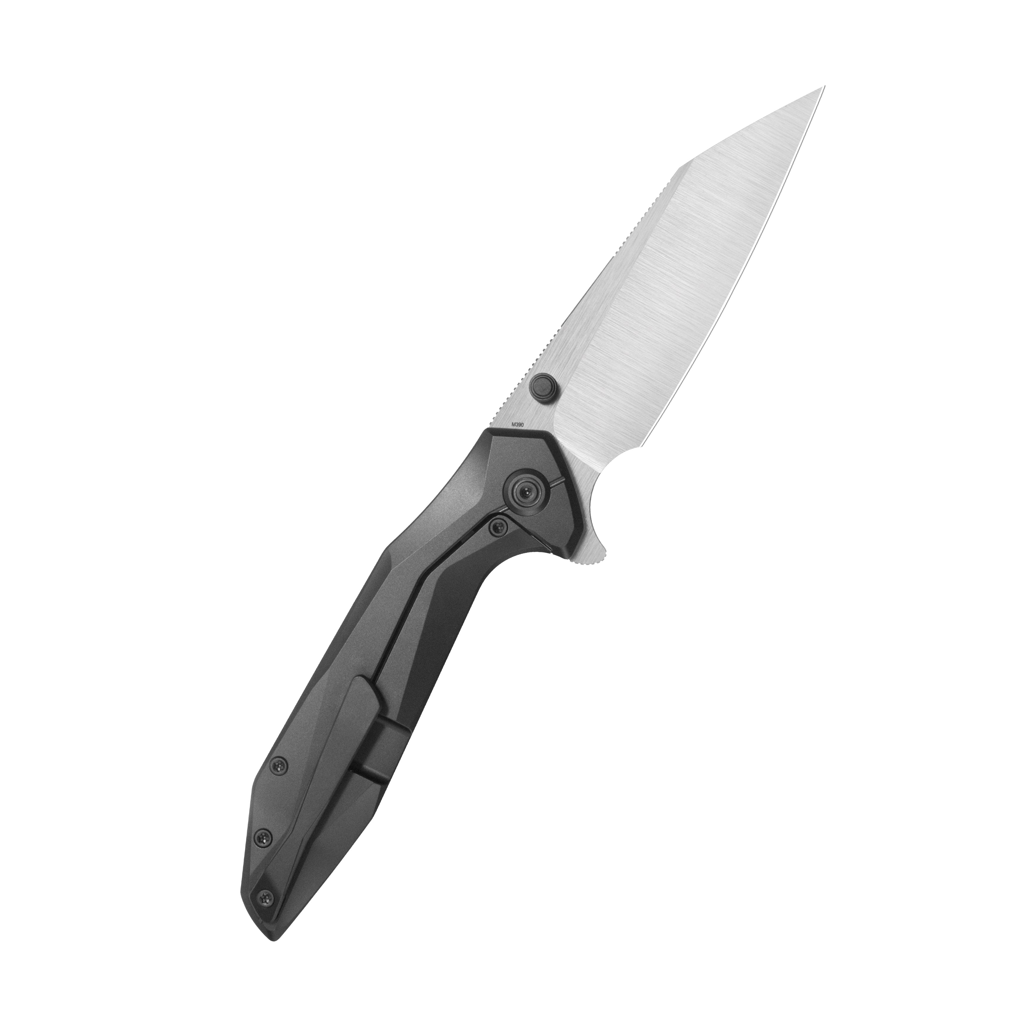 KB Nova Reverse Tanto Frame Locking Folding Knife DLC Titanium Handle 3.66" Belt Satin M390 Blade KB495E