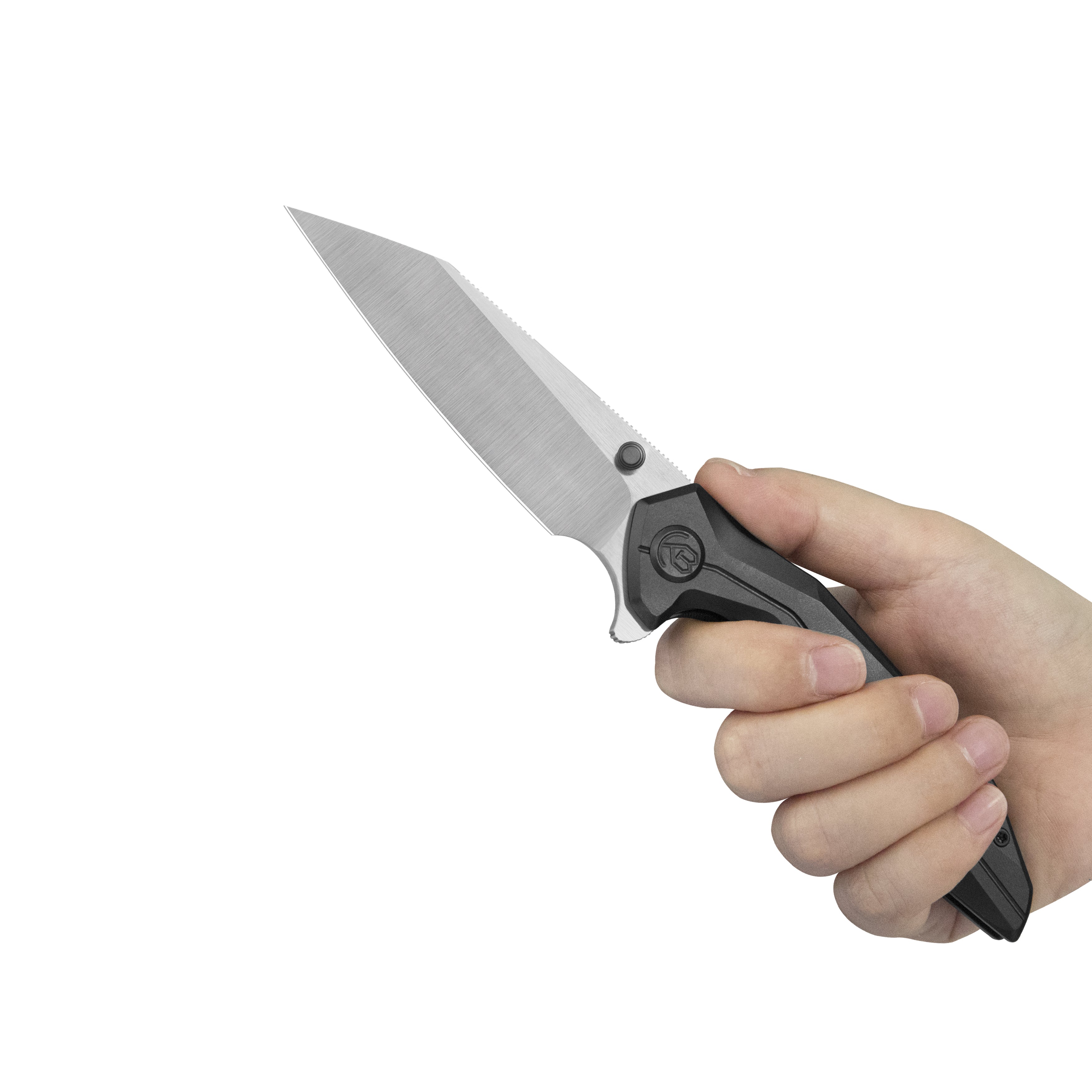 KB Nova Reverse Tanto Frame Locking Folding Knife DLC Titanium Handle 3.66" Belt Satin M390 Blade KB495E
