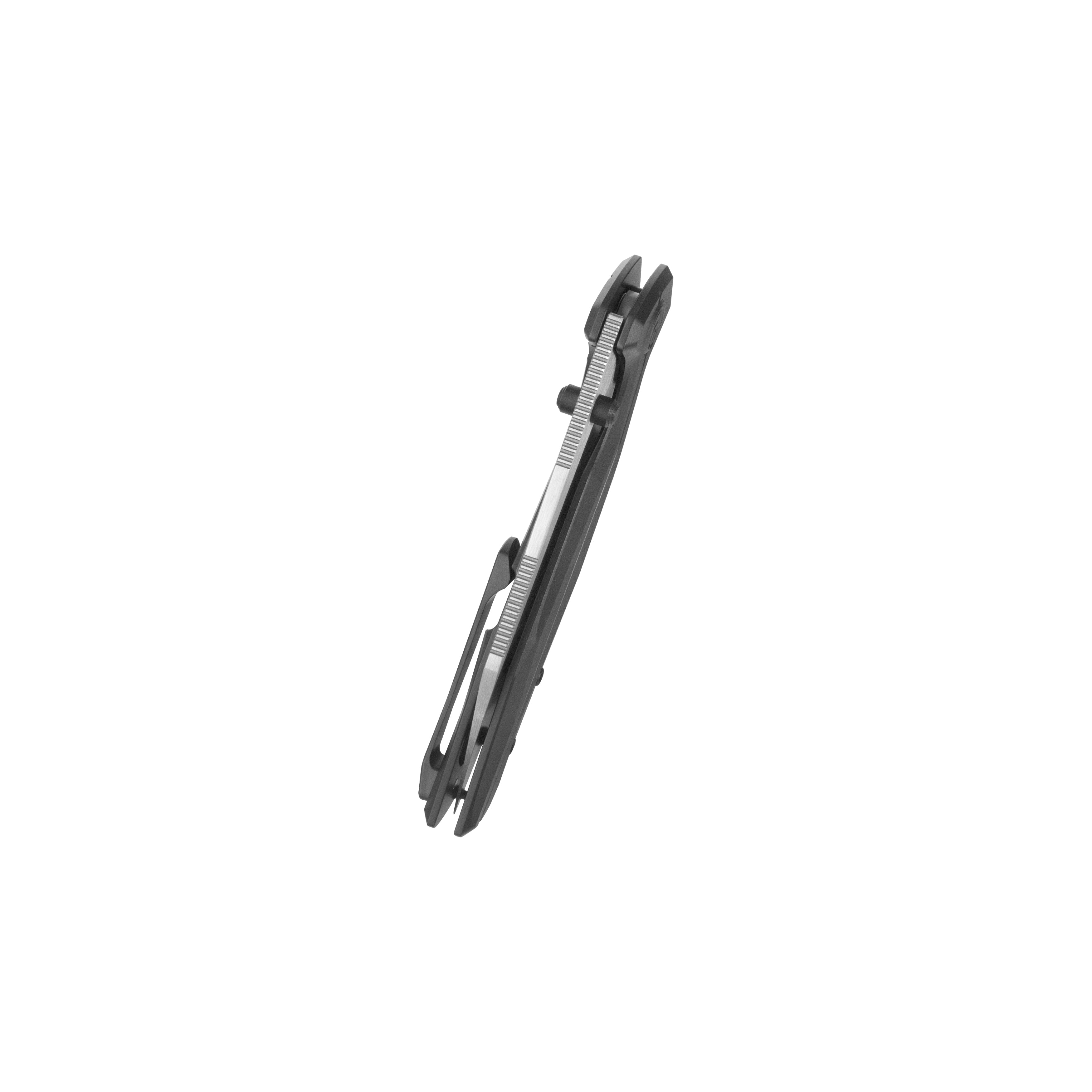 KB Nova Reverse Tanto Frame Locking Folding Knife DLC Titanium Handle 3.66" Belt Satin M390 Blade KB495E