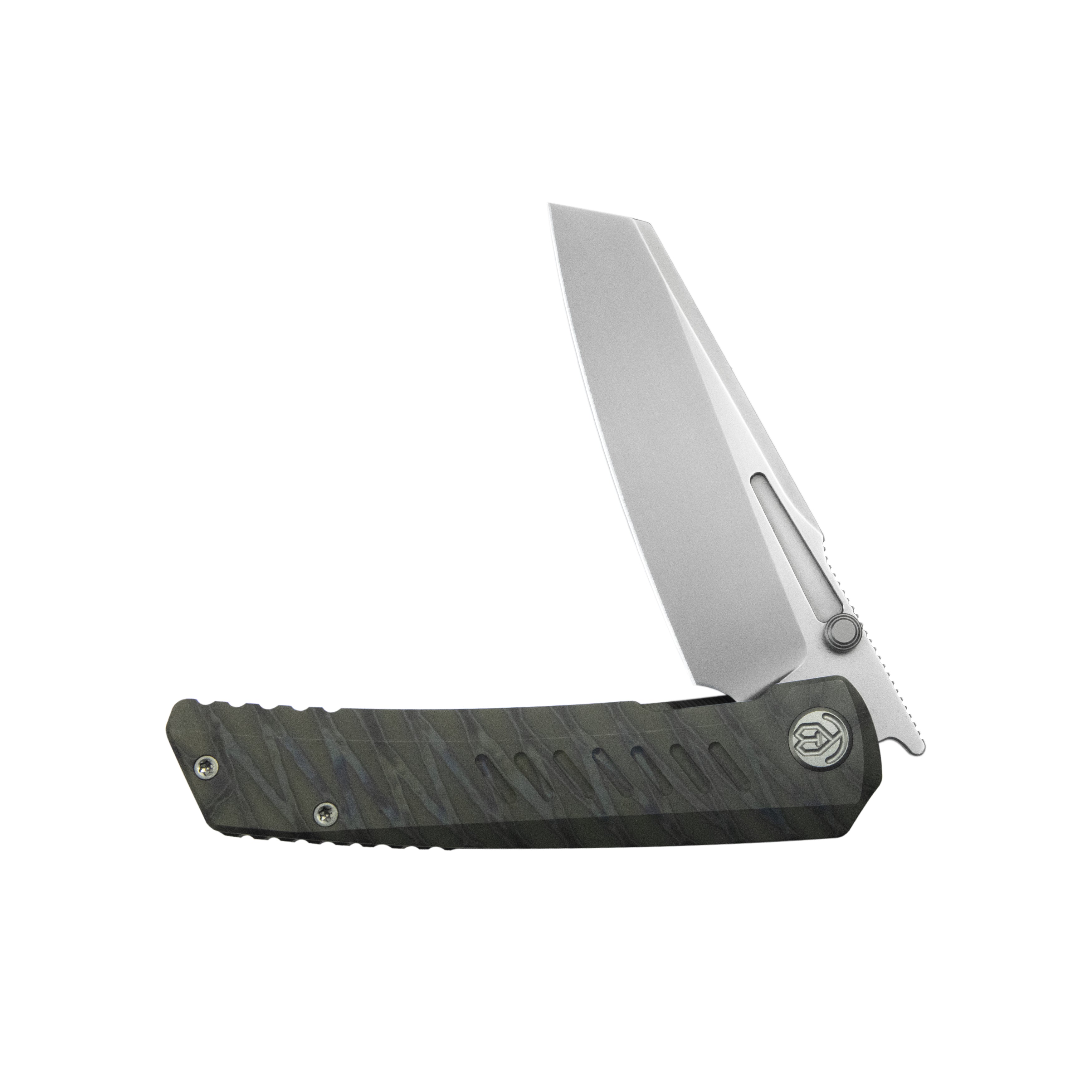 KB Insomnia Frame Locking Folding Knife Flamed Titanium Handle 3.46" Silver Bead Blast M390 Blade KB441B