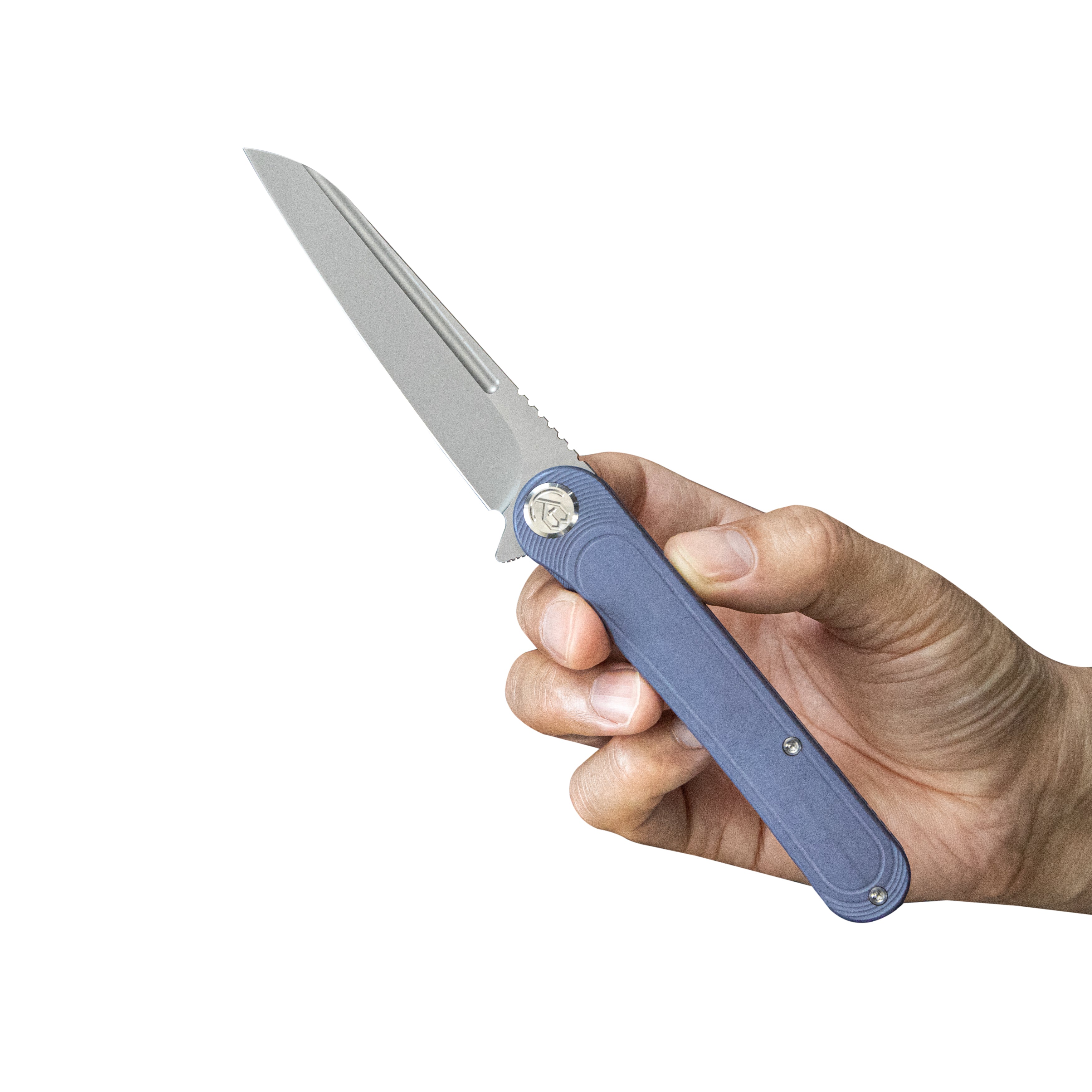 KB Dandy Frame Lock Gentlemans Pocket Folding Knife Blue Ti Handle 3.9